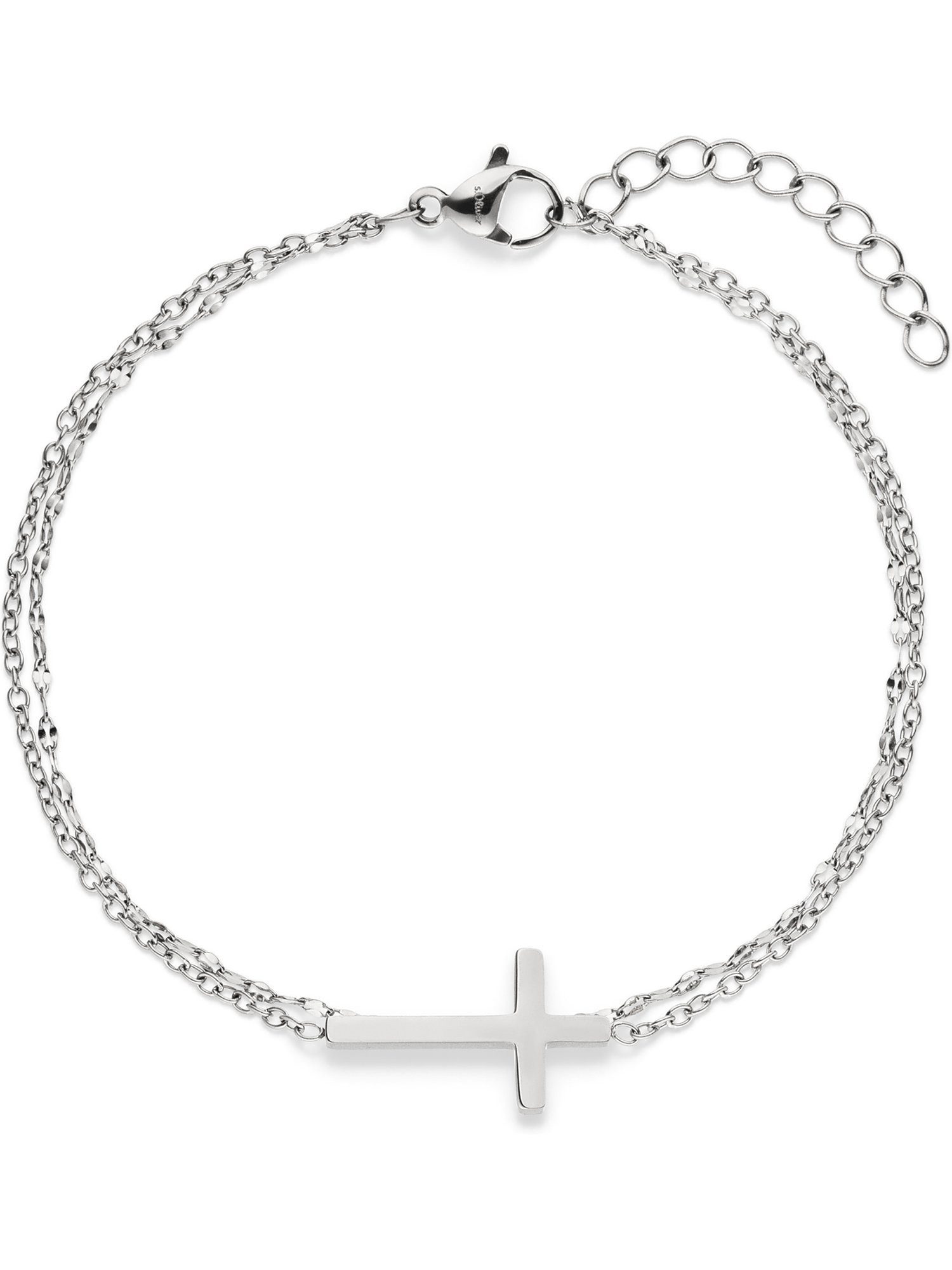 s.Oliver Armband S.Oliver Damen-Armband Edelstahl Kreuz