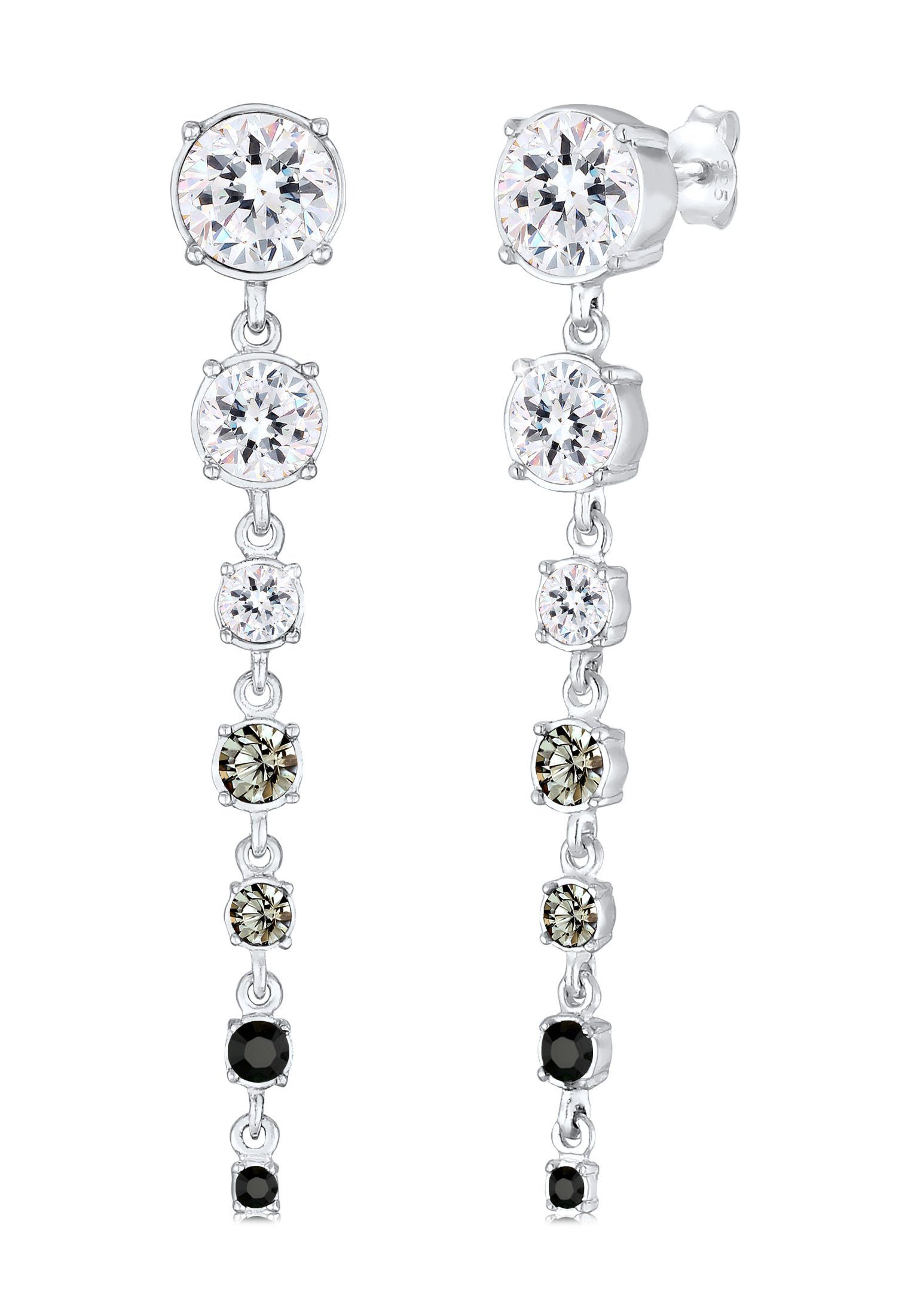 Paar Silber Kristalle Ohrhänger Ohrhänger Premium Elli Grau 925