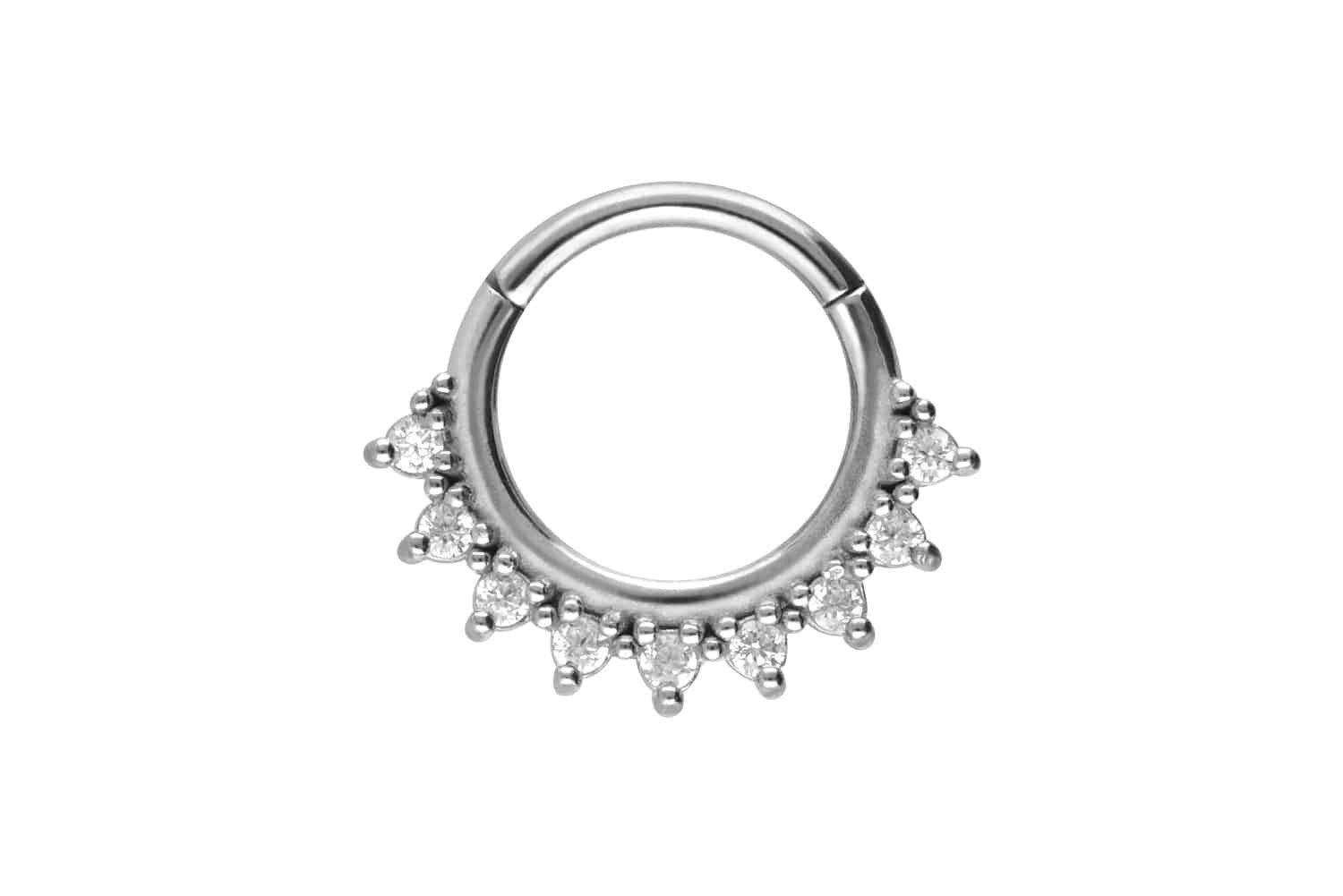Piercing-Set Chirurgenstahl Segmentring Clicker 9 EINGEFASSTE KRISTALLE