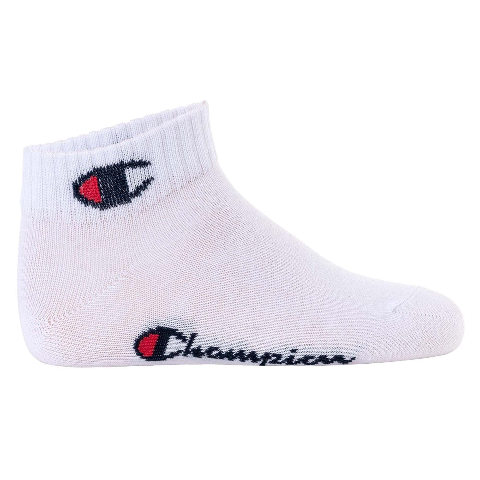 Freizeitsocken Blau/Weiß/Grau einfarbig Champion 3er Quarter, Pack Kinder Logo, Socken, -