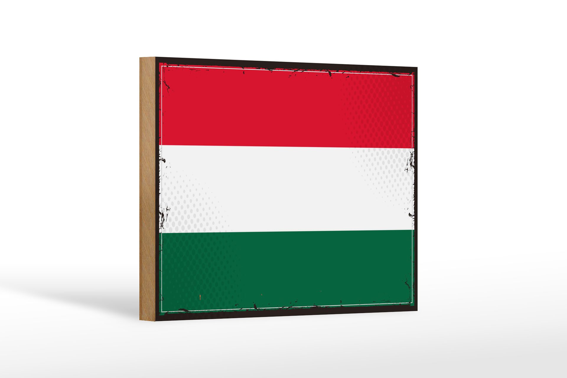 Femer GmbH Holzbild Flagge Ungarns 18x12 cm Retro Flag of Hungary, Flaggen (1 St), Glatte Holzfaserplatte (MDF), vorn beschichtet