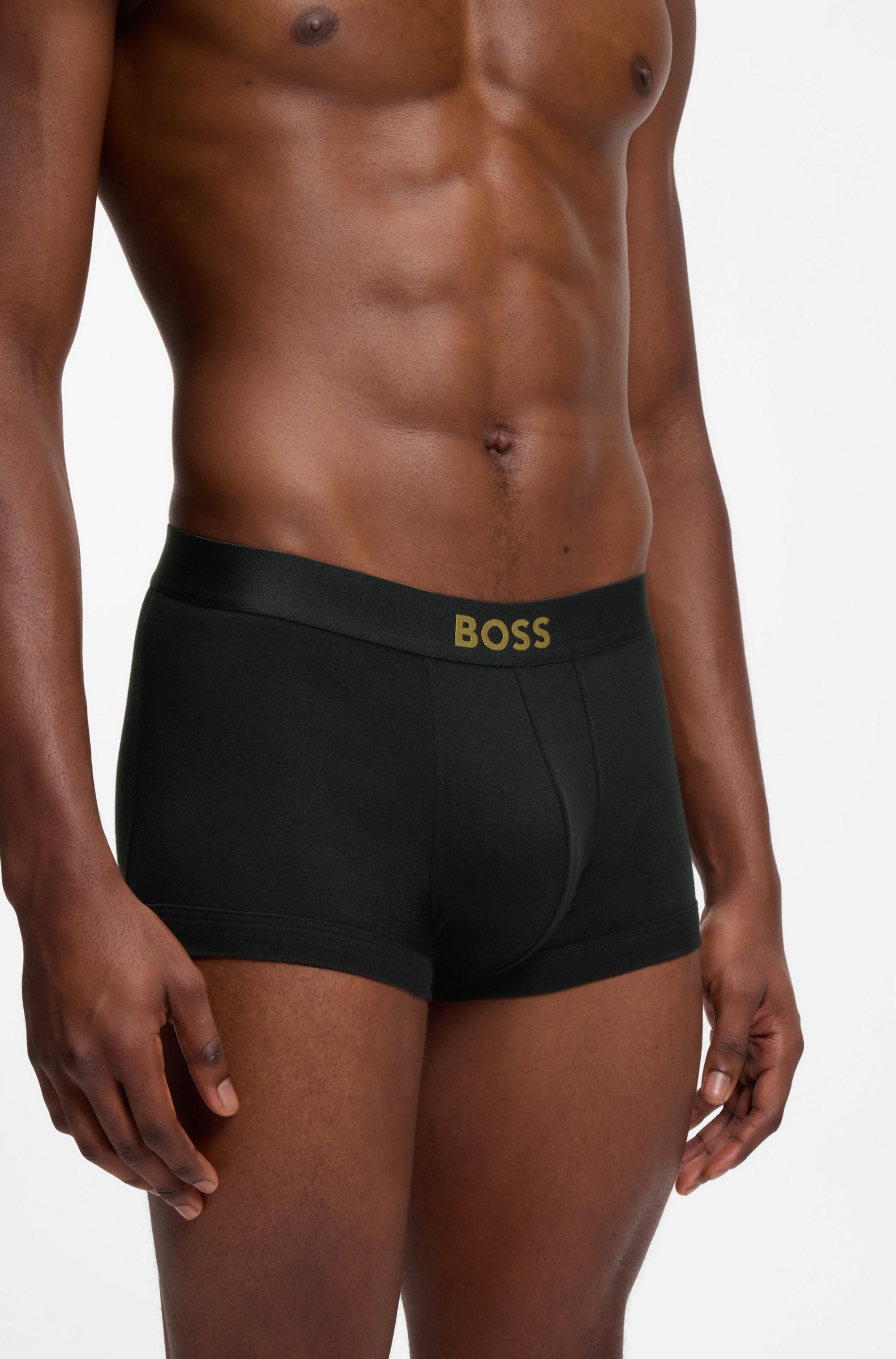 BOSS Trunk Trunk 2P Gold Logo G aus gerippter Baumwolle in Geschenkbox
