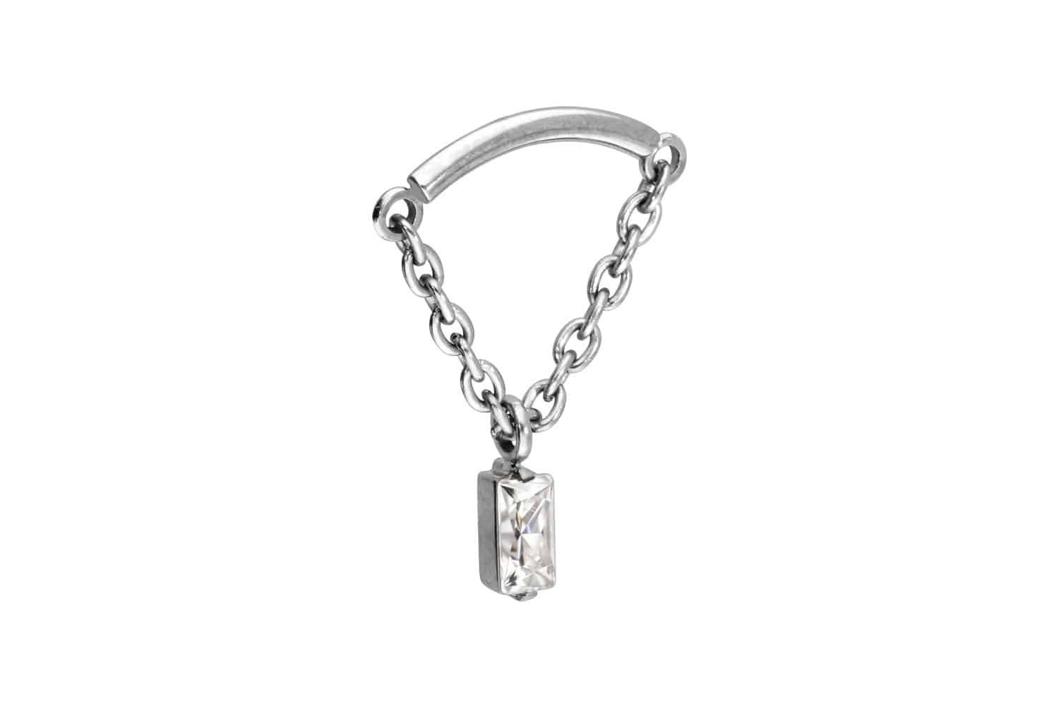 PIERCINGLINE Piercing-Set Titan Schraubaufsatz mit Außengewinde BOGEN + KETTE + KRISTALLRECHTECK (Schraub-Aufsätze, 1-tlg)