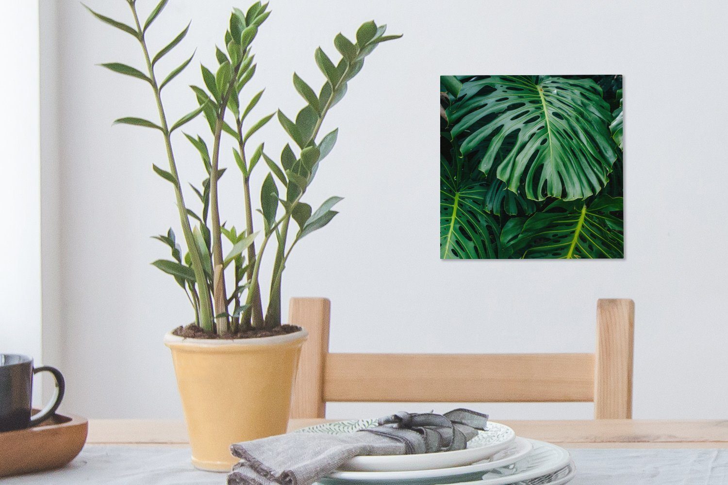 Garten, Leinwand St), (1 OneMillionCanvasses® Schlafzimmer Wohnzimmer Bilder einem botanische Dunkelgrüne Blätter für Leinwandbild in