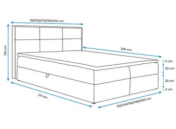 Furnix Boxspringbett Redos 120-200x200 Bett in Duo-Optik mit Bettkasten und Topper, moderne Optik, gepolstertes Kopfteil, pflegeleicht
