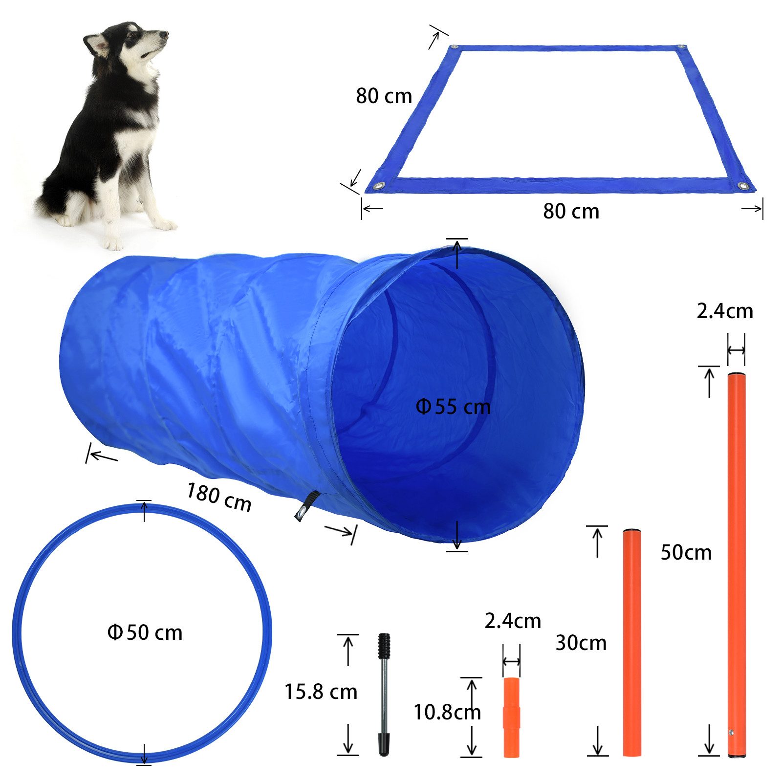 FIVMEN Agility-Hürde Trainingsset mit Hundetunnel Hindernisse Springring Tr günstig online kaufen