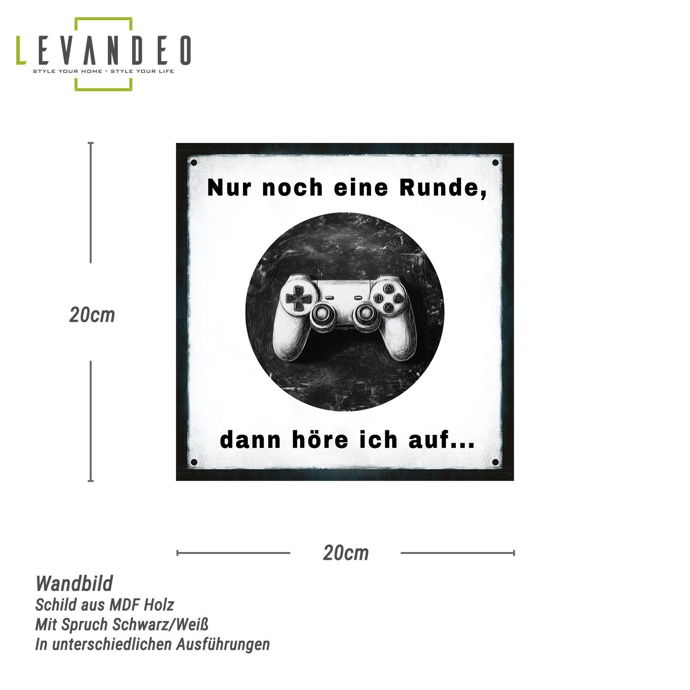 Levandeo® Wandbild, Wandbild 20x20cm Gamer Spruch günstig online kaufen