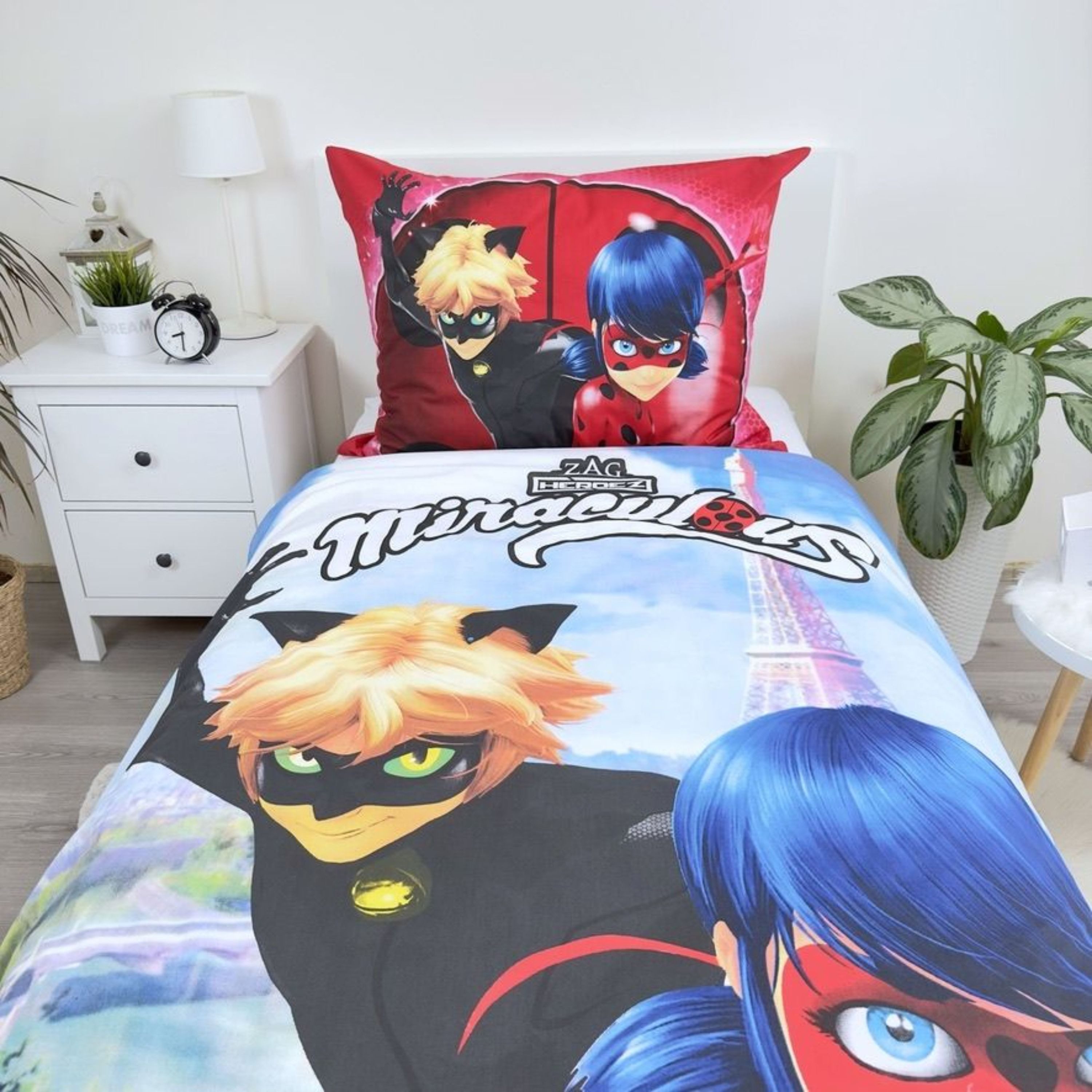 Miraculous Bettwäsche Ladybug & Cat Noir, Baumwolle, 2 teilig, Kinder Wendebettwäsche 135-140 x 200 cm