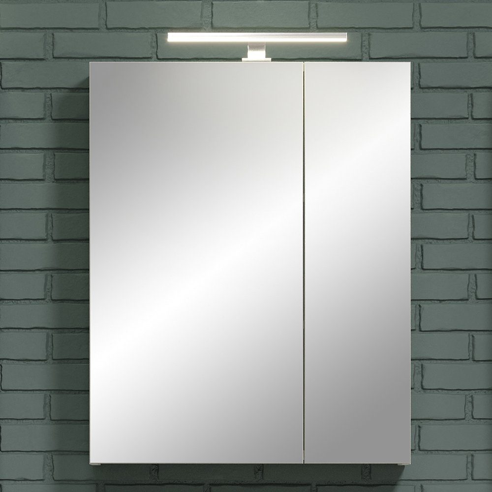 B/H/T Beleuchtung Lomadox RAVENNA-19 in weiß, Spiegelschrank cm ca. LED 60/75/16 mit Badezimmer