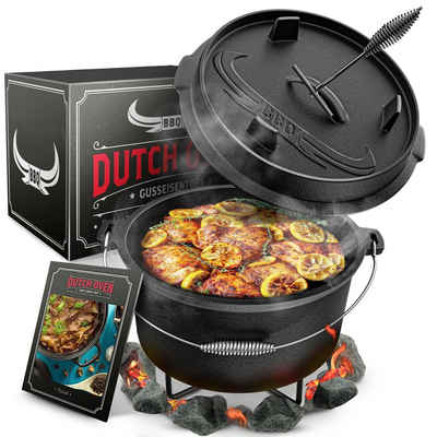 Amandi Feuertopf BBQ Dutch Oven [Das Original] - Dutch Oven Set [7L] - Für Induktion, Gusseisen, Edelstahl