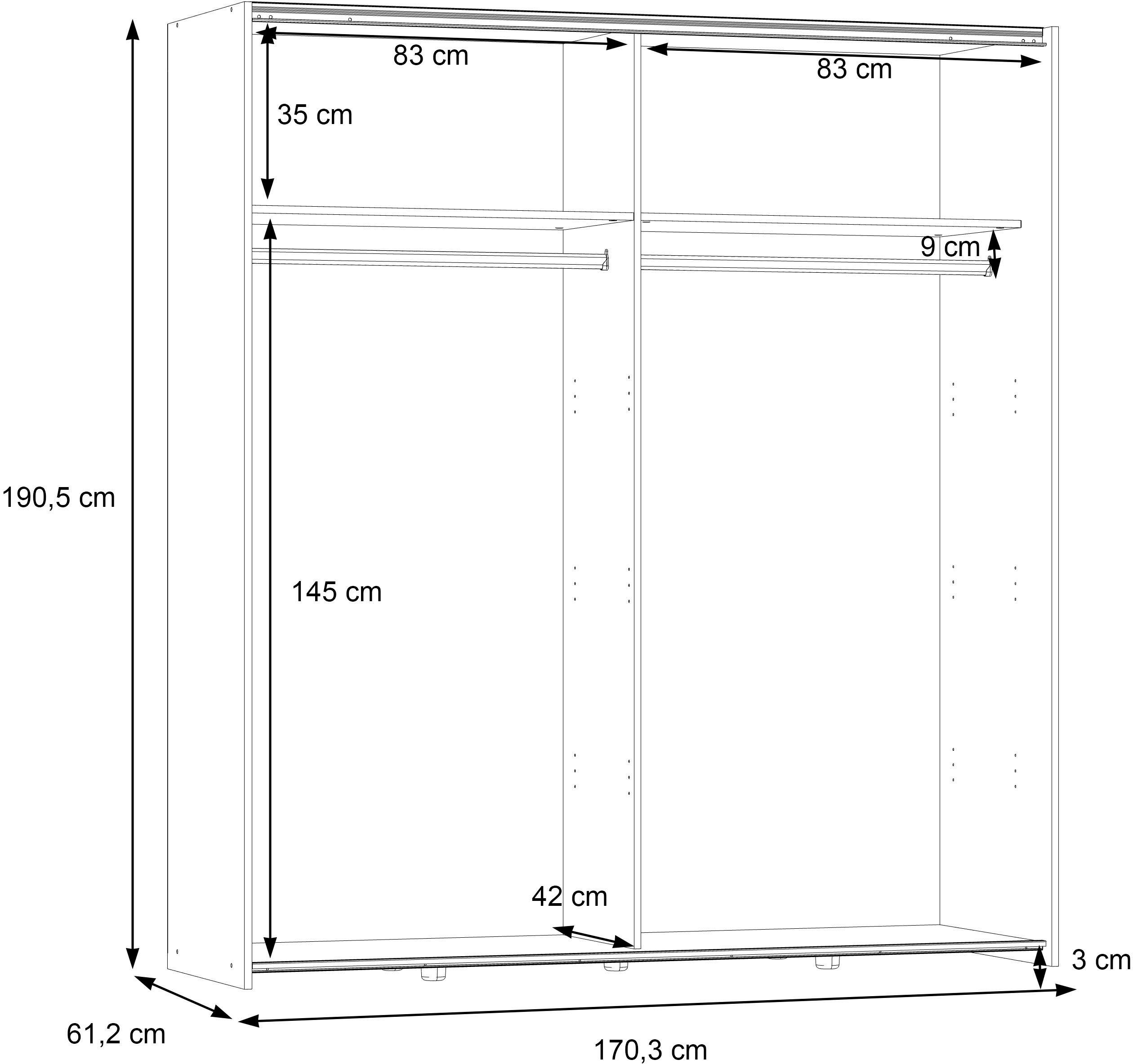 FORTE Sonoma Dederik | Eiche Schwebetürenschrank Eiche Sonoma