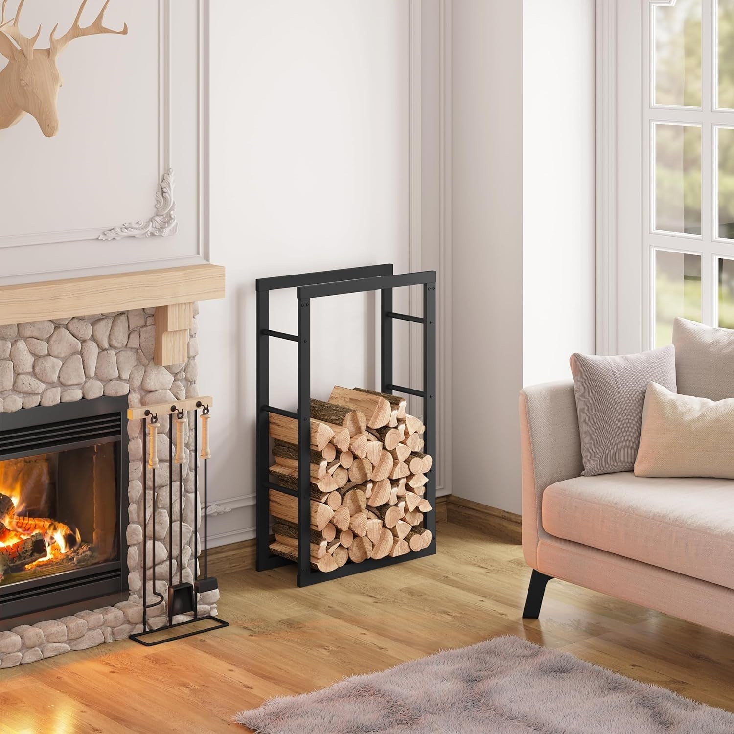 EUGAD Kaminholzregal, BxTxH:60x25x100 cm, (1-St), Innen Außen aus Metall fü günstig online kaufen