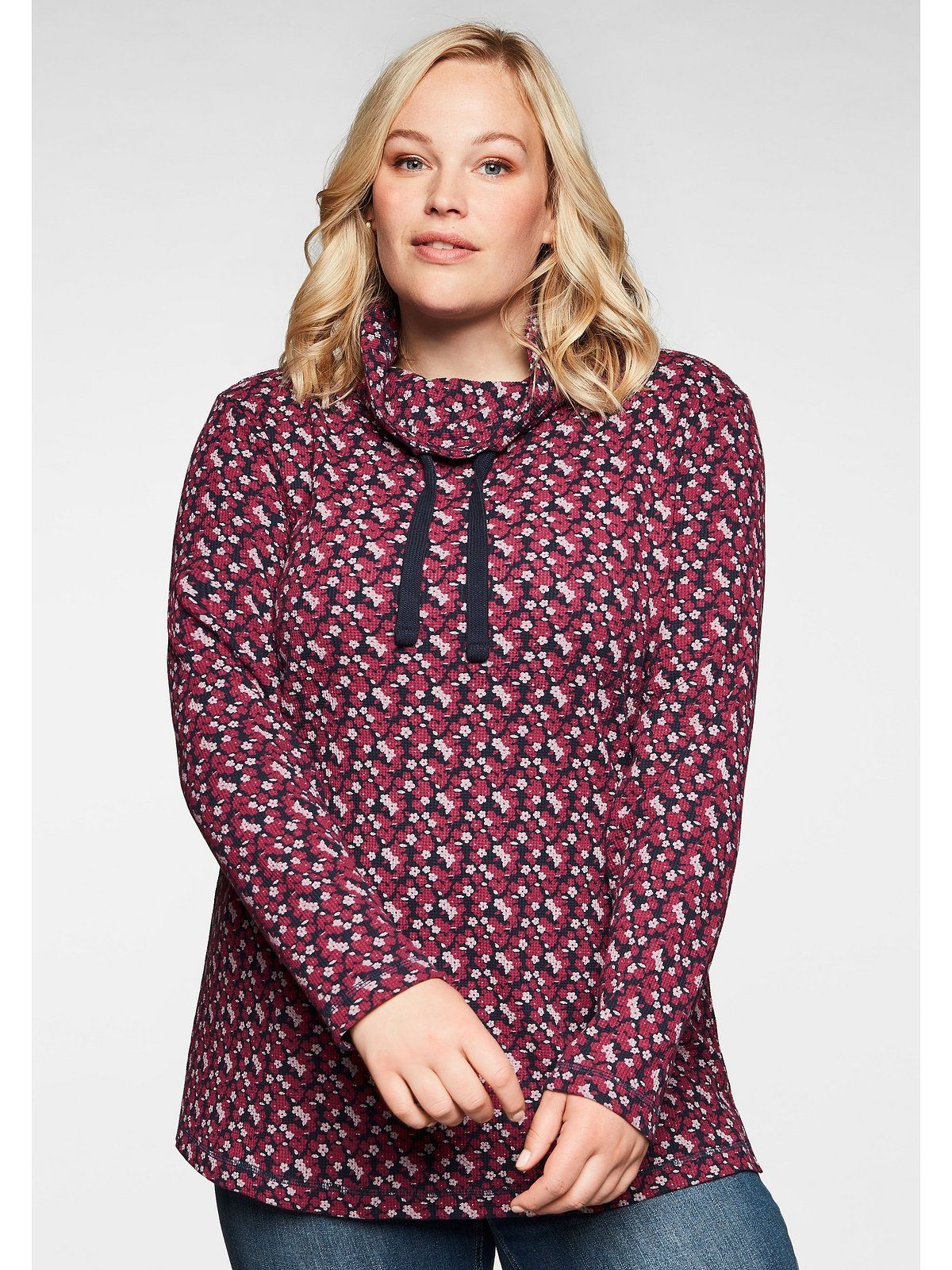 Sheego Sweatshirt Große Größen aus Baumwolle in Waffelpiqué-Optik