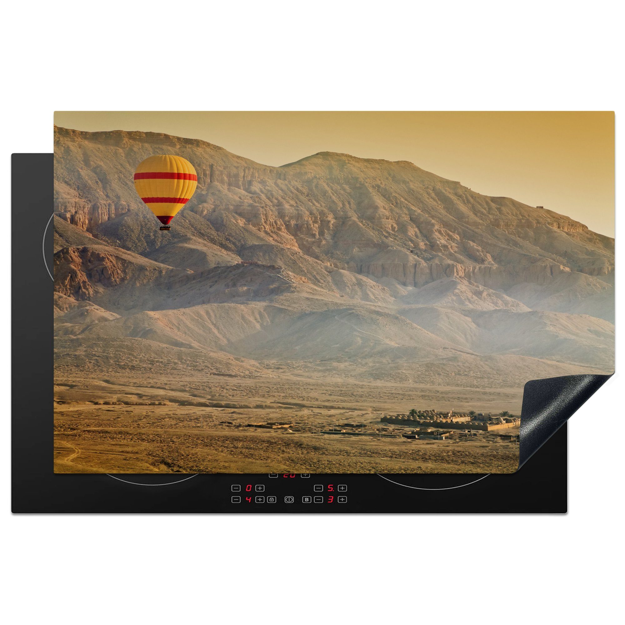 MuchoWow Herdblende-/Abdeckplatte Heißluftballon über dem Tal der Könige in Luxor, Vinyl, (1 tlg), 81x52 cm, Induktionskochfeld Schutz für die küche, Ceranfeldabdeckung