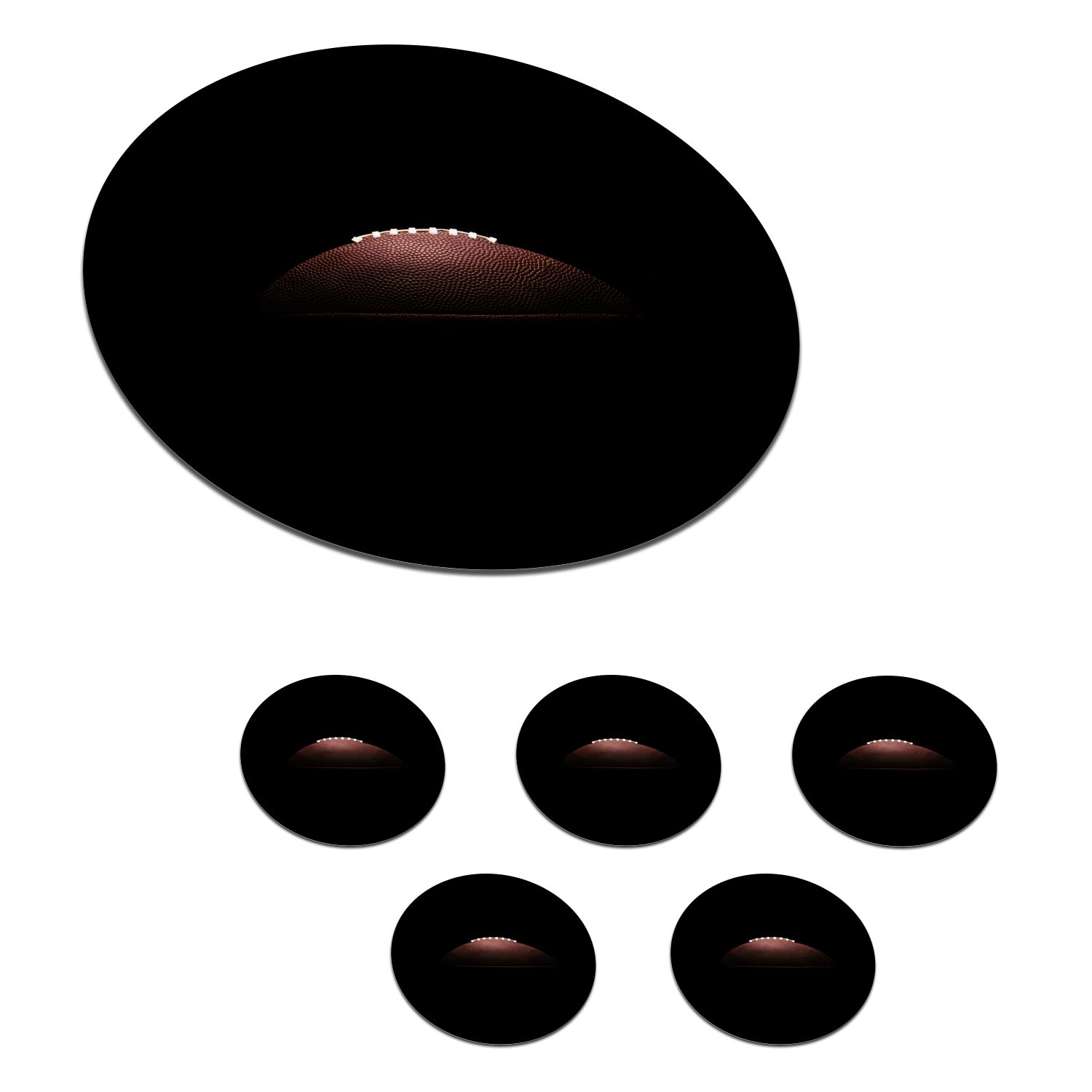 MuchoWow Glasuntersetzer American Football auf Becher Tassenuntersetzer, 6-tlg., Hintergrund, Gläser, für Tasse, schwarzem Korkuntersetzer, Zubehör Getränkeuntersetzer