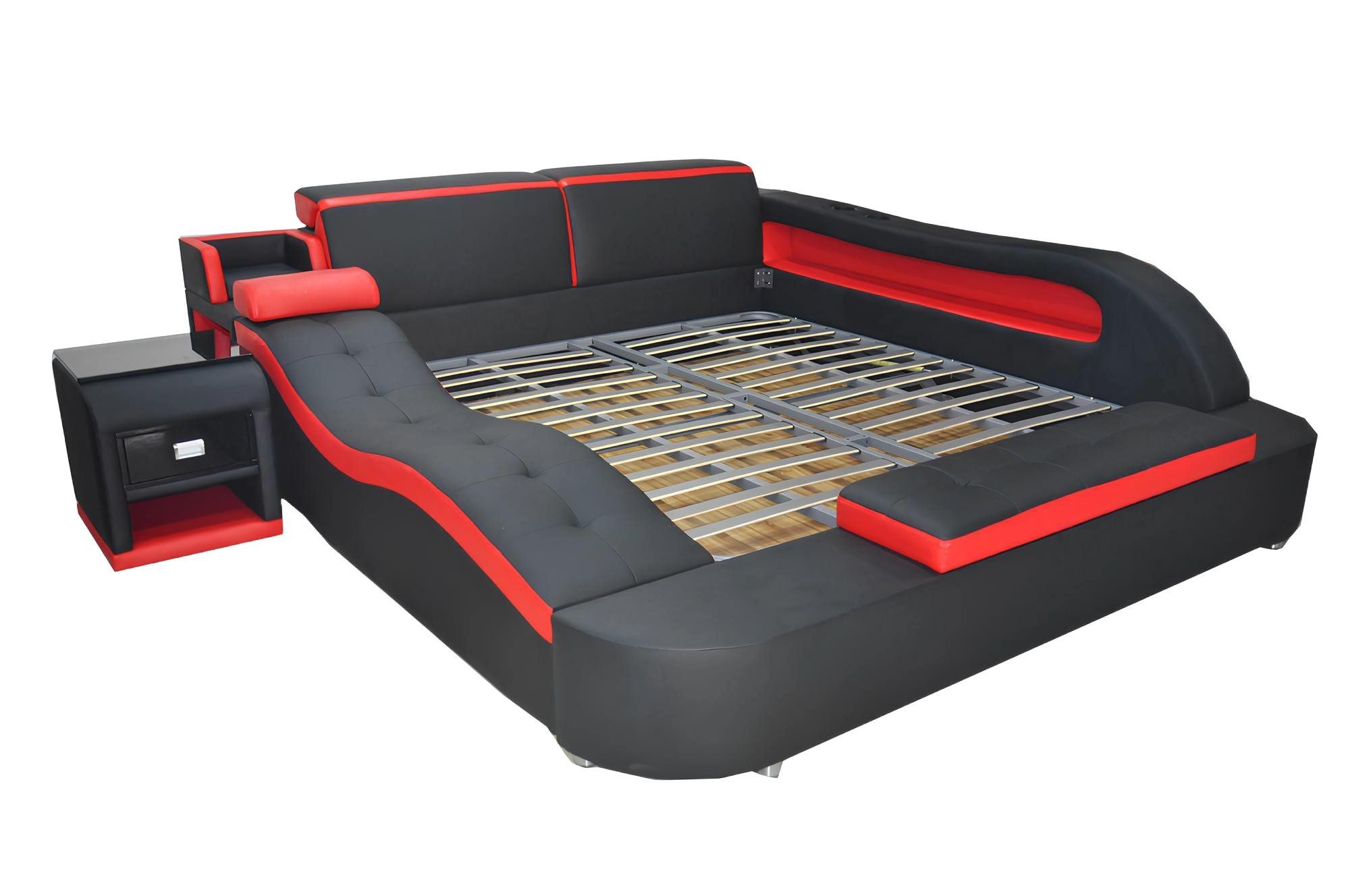 JVmoebel Polsterbett Luxus Lederbett mit USB-Anschlüssen für modernes Schlafzimmerdesign (Bett "LB8840), Made in Europa