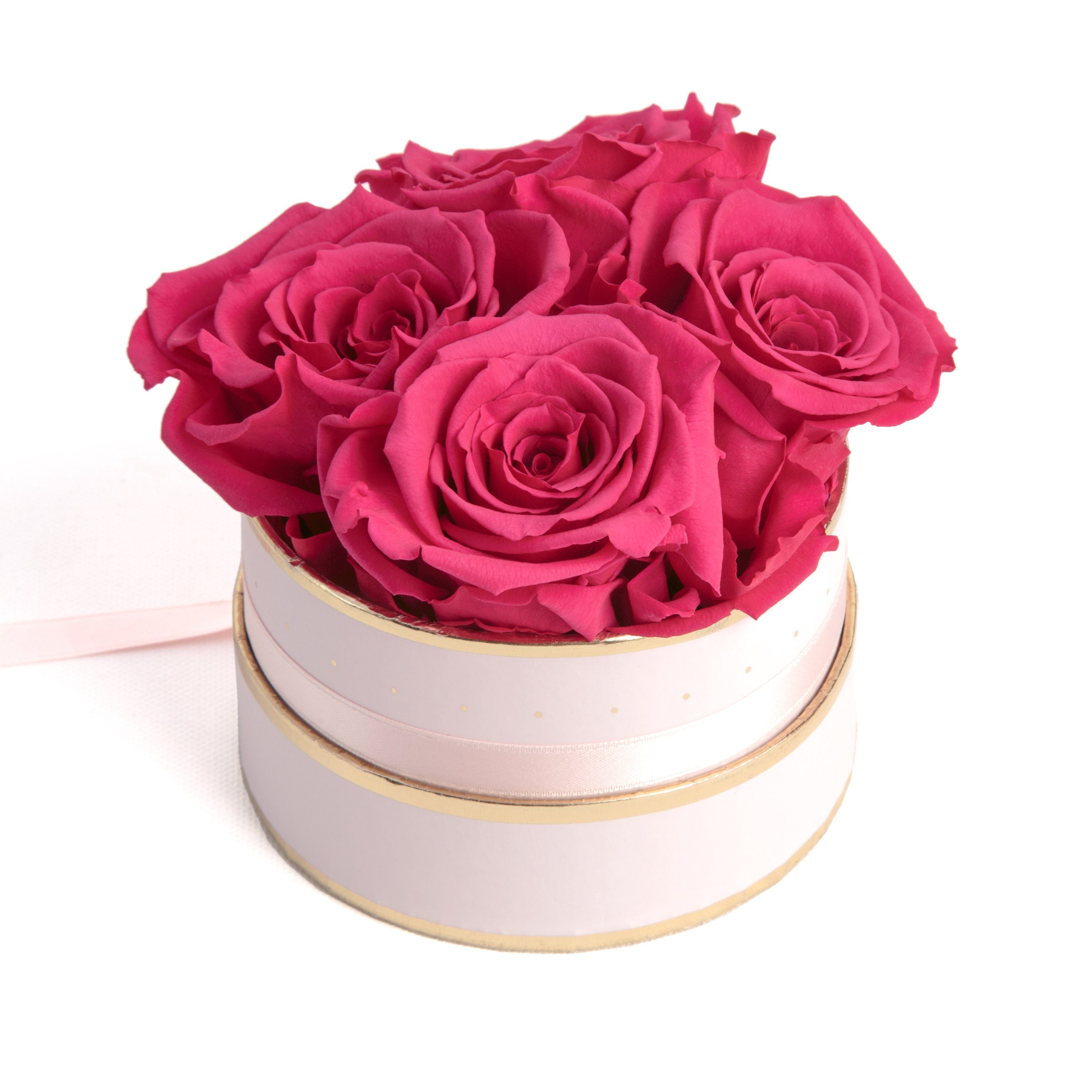 Rose, Höhe konservierte Rosen Heidelberg, konservierte SCHULZ für echte rund Infinity Frauen 10 Rosenbox 4 Kunstblume cm, Pink Geschenk Rosen ROSEMARIE rosa