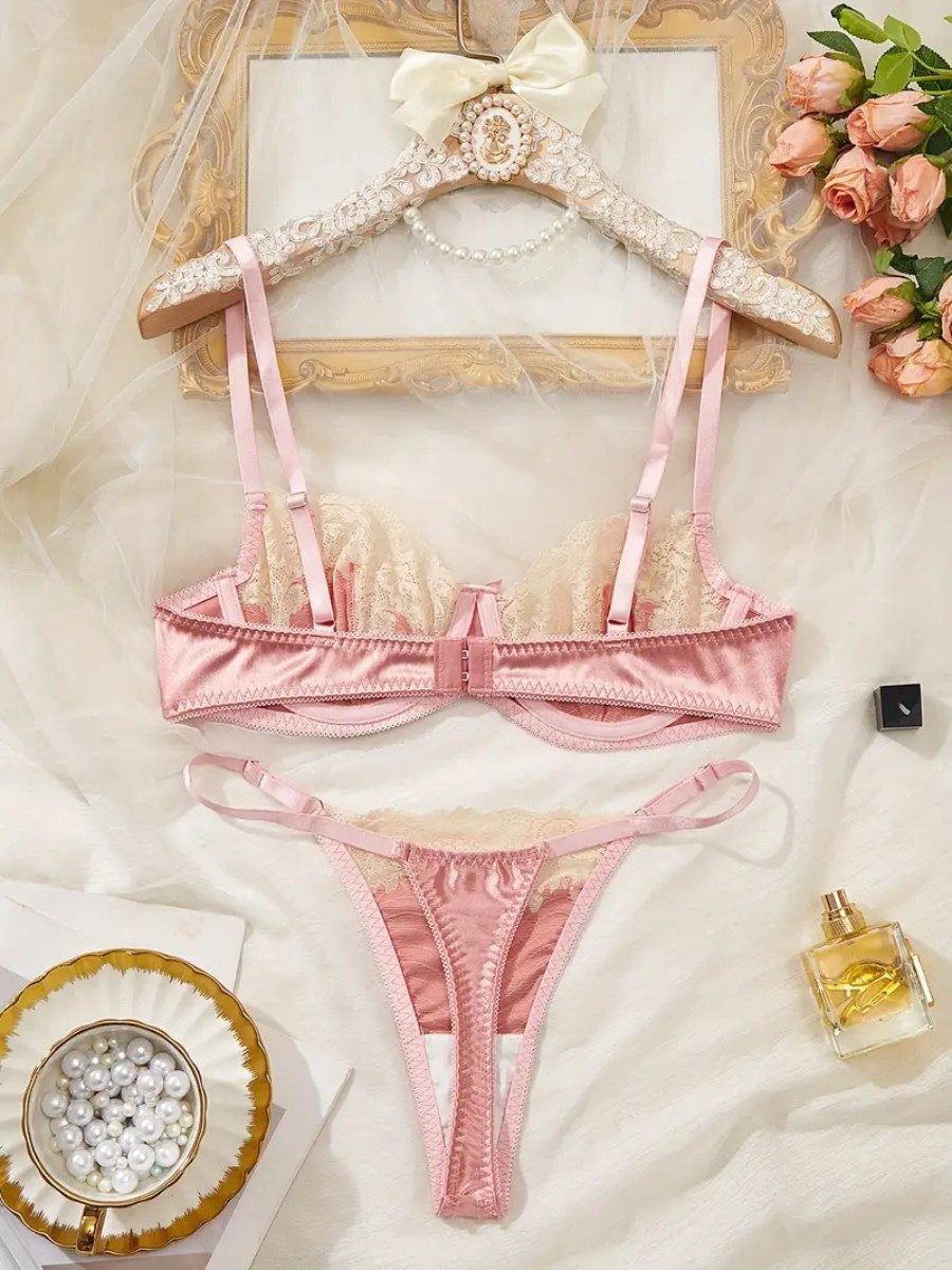 Elegant Love Set: Bügel-BH Dessous-Set mit Spitze – Zarte Reizwäsche, Sexy BH-Set (Set, 2-tlg., mit Tanga) Damenunterwäsche für jeden Tag – Sinnlich & elegant im Set