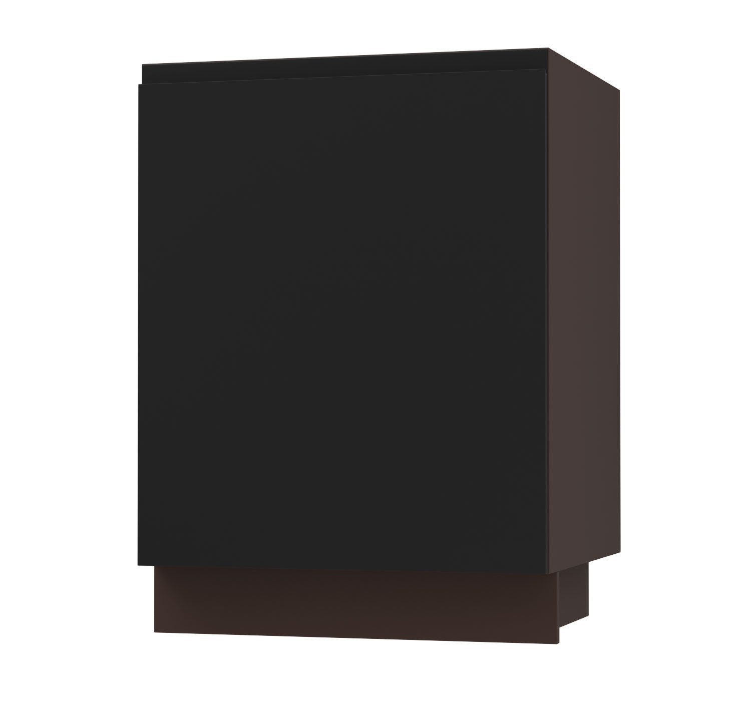 Feldmann-Wohnen Spülenunterschrank Avellino (D1ZM/60, Spülenunterschrank mit Schublade (Teilauszug), 1-St., moderne Optik, Acrylfronten, Griffmulden) 60x50x82cm grifflos lava - schwarz Acryl matt (AV-D1ZM/60)