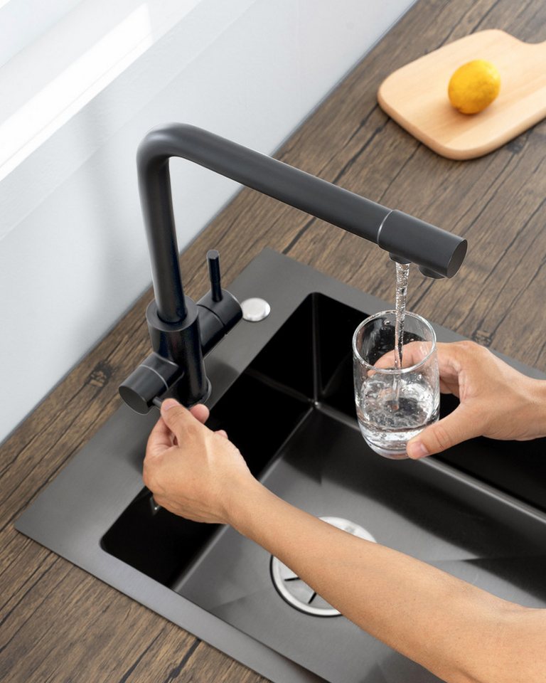 Thumbnail - Sofetiy max Küchenarmatur 3 Wege Wasserhahn Trinkwasserhahn Osmoseanlage Küche Wasserfilter Mit 2 Hebel Spültischarmatur...