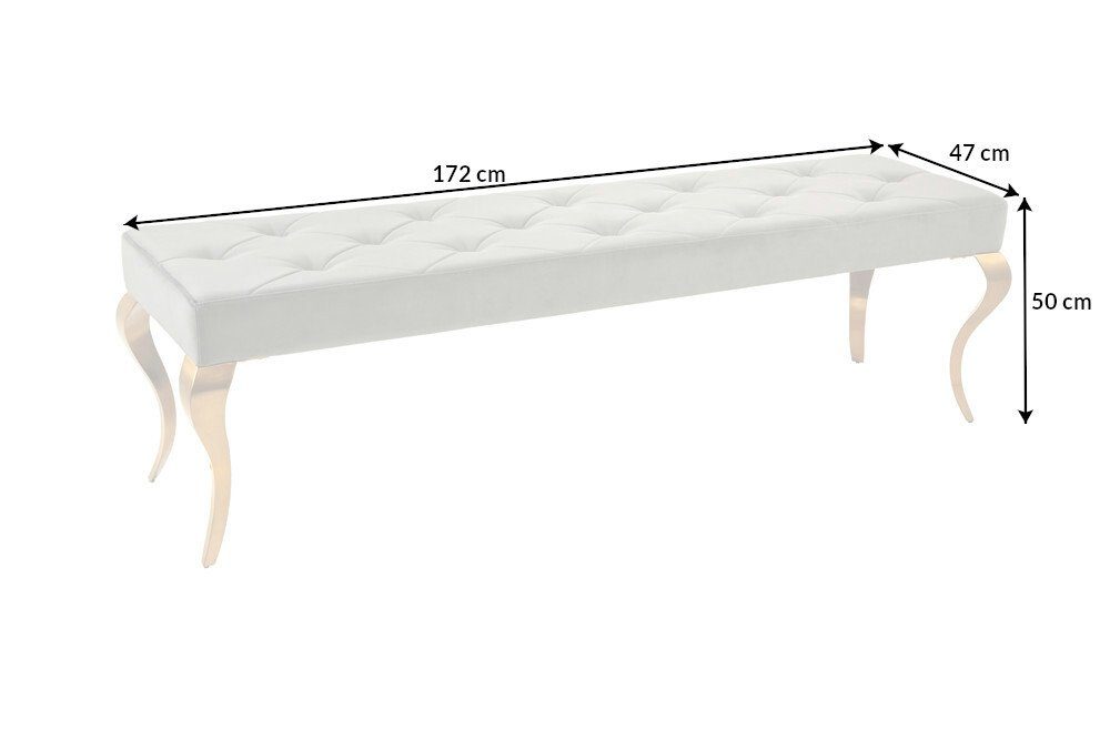175cm 1-St), Design BAROCK · Edelstahl · | · grau Schlafzimmer / Flur grau · Samt grau riess-ambiente Esszimmer (Einzelartikel, MODERN gold · Sitzbank