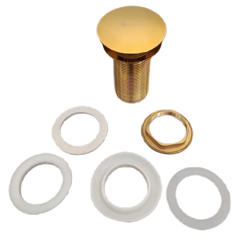 Lomadox Ablaufgarnitur FAUCET-140 Edelstahl Click-Clack Ablaufventil in Goldfarben, glänzend – Bild 3 von 5