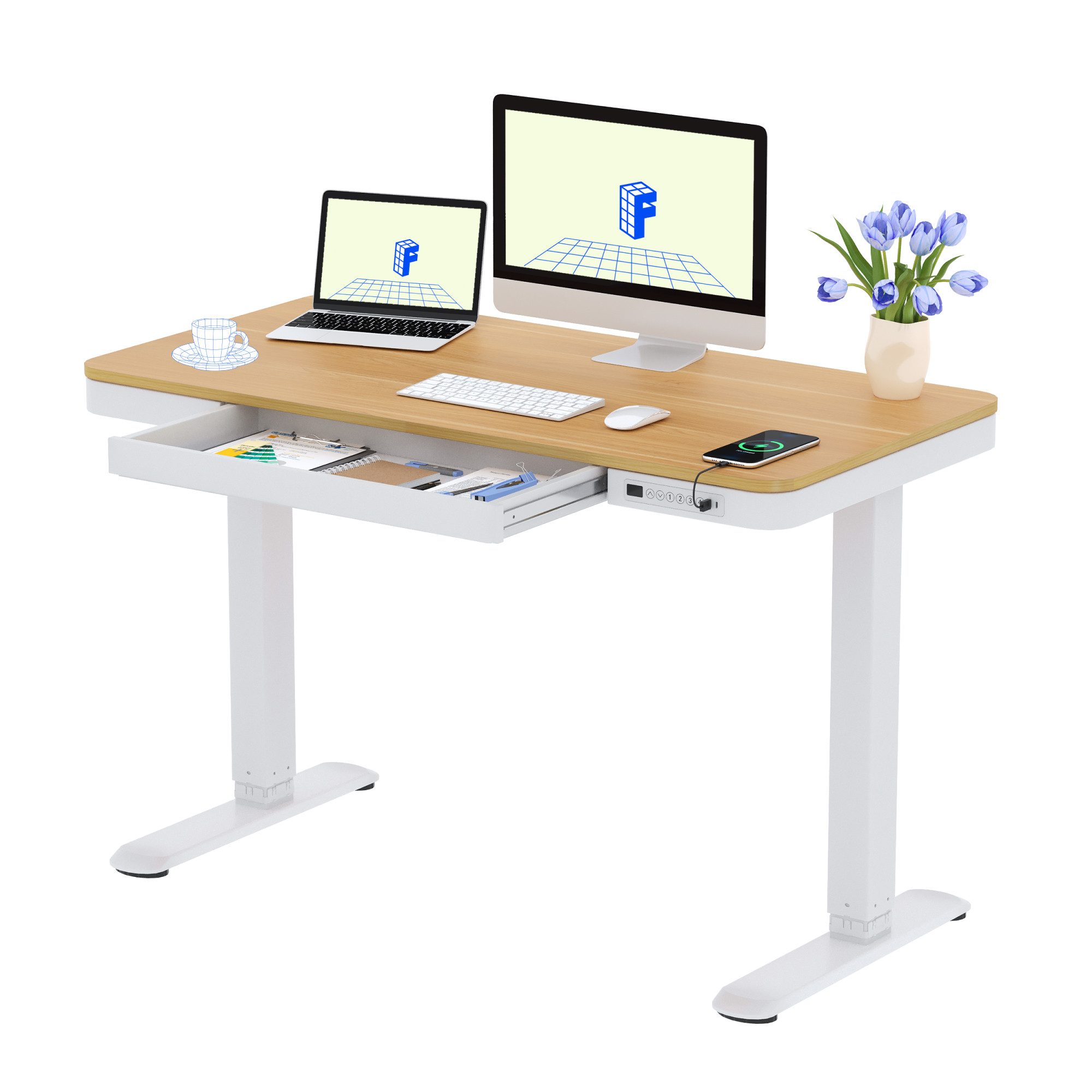 FLEXISPOT Schreibtisch Höhenverstellbarer Schreibtisch MIT Schubladen (mit günstig online kaufen