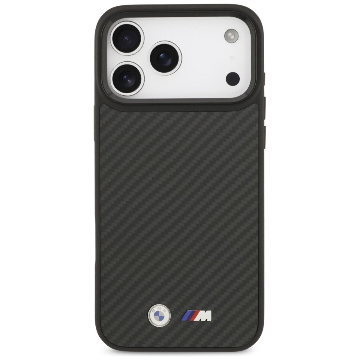 BMW Handyhülle Kevlar mit Magnetfunktion Kompatibel mit iPhone 17 Pro Max Schwarz 6,9, Matt zwarte Kevlar-Struktur mit sportlichem Design und Magnetfunktion