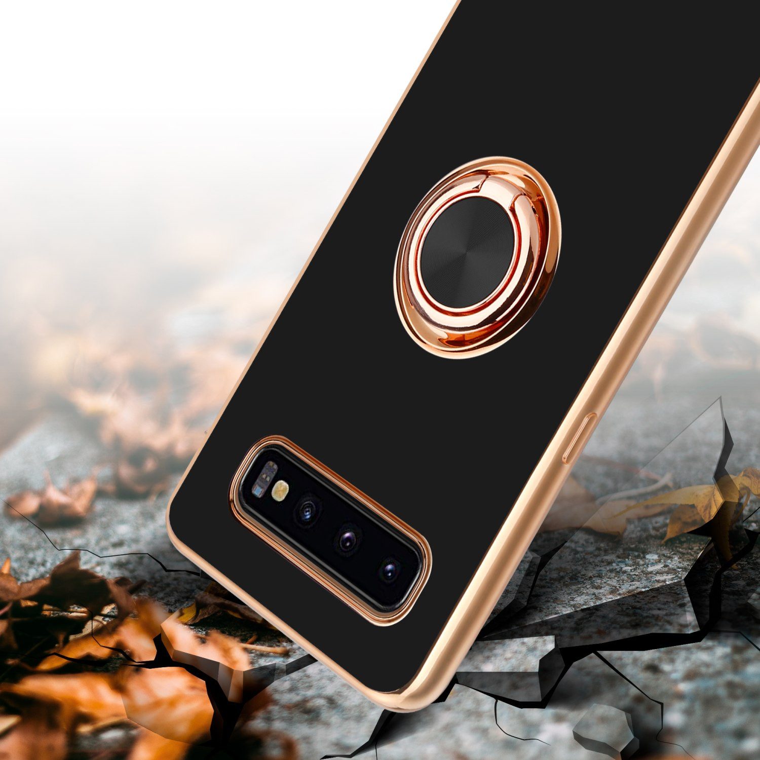 Cadorabo Handyhülle für Samsung Galaxy S10 PLUS Hülle Samsung Galaxy S10 PLUS, Schutzhülle - TPU Silikon Hülle - mit Kameraschutz und Ring