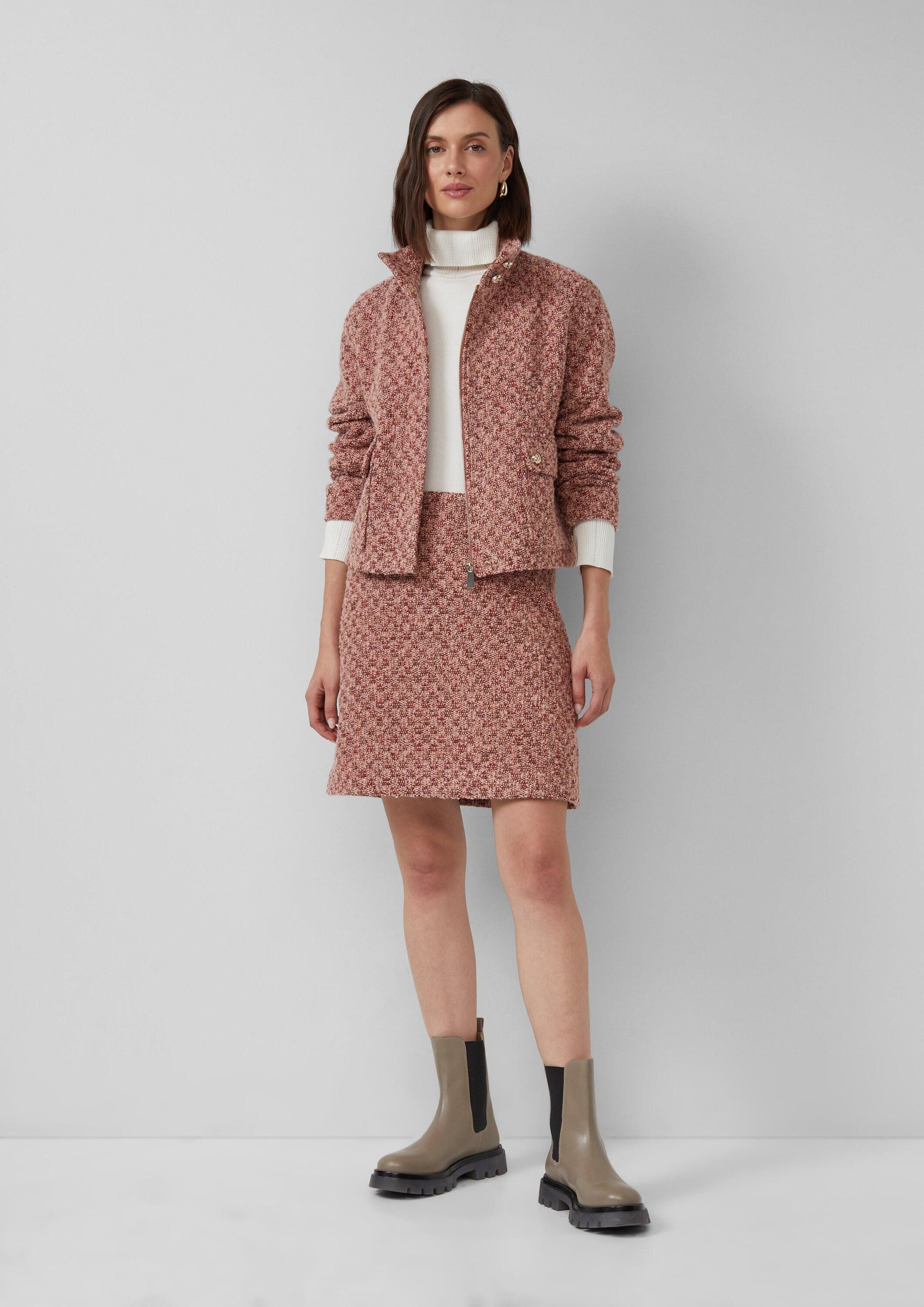 s.Oliver Funktionsjacke Indoor-Jacke Gefütterte Bouclé-Jacke mit verdecktem Reißverschluss