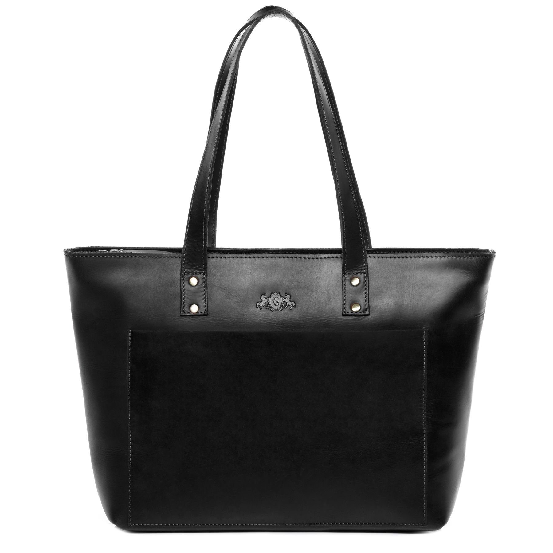 Umhängetasche echt Leder Handtasche Schultertasche groß schwarz PIPER