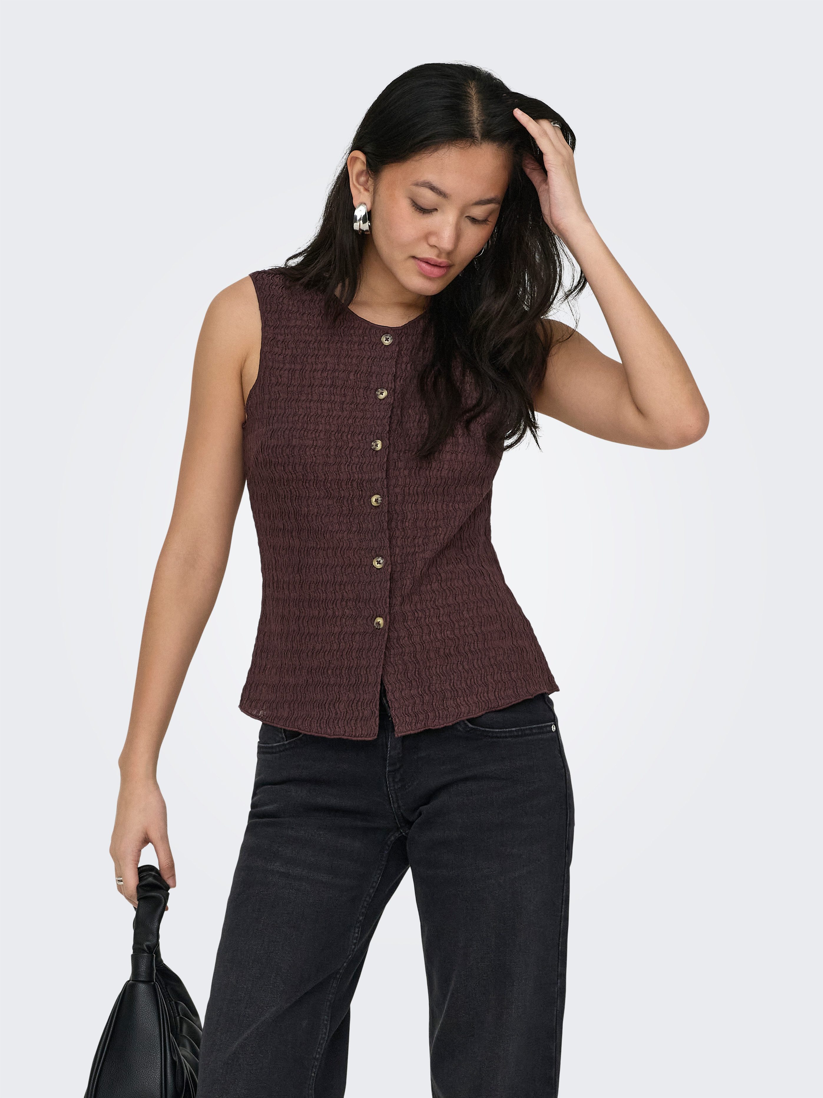ONLY Jerseyweste ONLILSE S/L STRUCTURE VEST JRS NOOS Kunstfaser, Rundhalsau günstig online kaufen