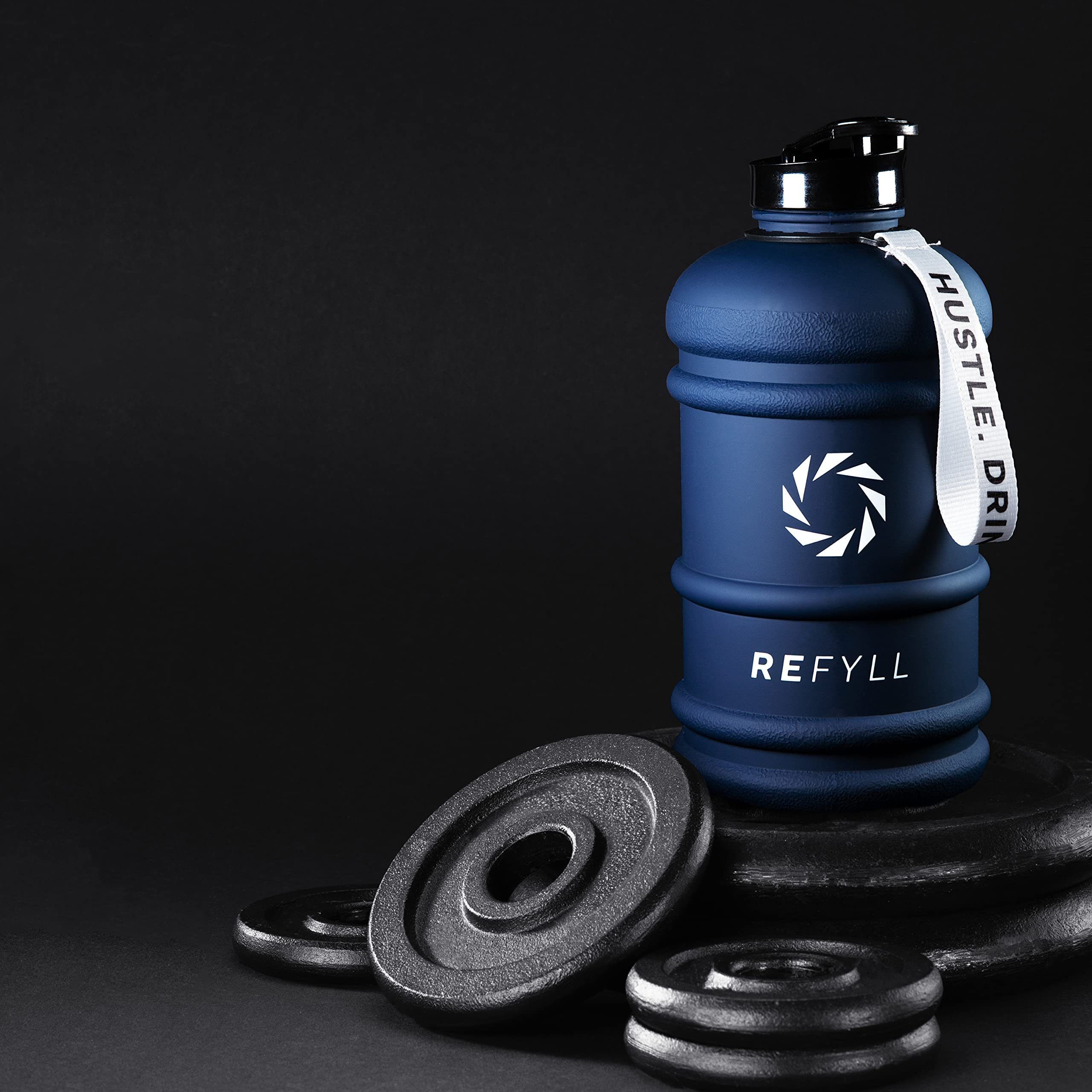 I auslaufsicher, Navy "Beast" Wasserflasche 2L Wasserflasche I 100% Water für Liter Sport Blue Gym Jug 2 Trinkflasche Trinkflasche 2200ml REFYLL Leichte