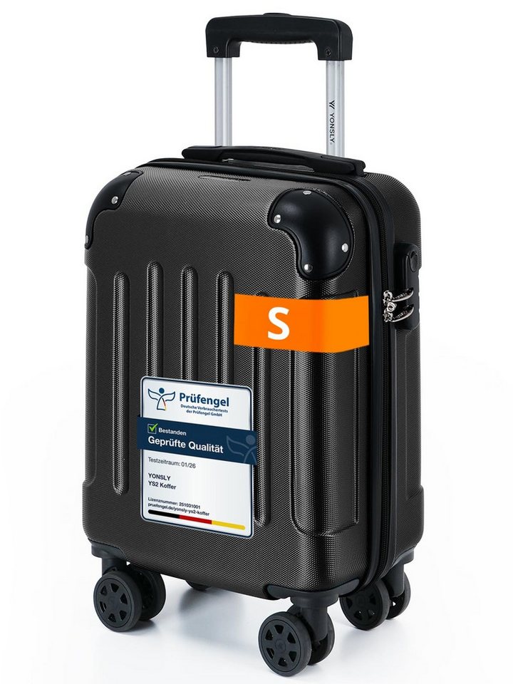 YONSLY Hartschalen-Trolley Hartschalen-Reisekoffer Trolley Rollkoffer in S/M/L/XL Größen, 4 Rollen, mit 360°-Lenkrollen, Zahlenschloss und mehrstufigem Teleskopgriff