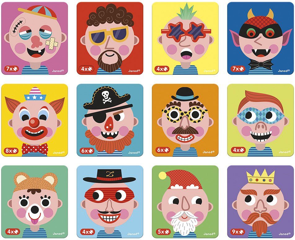 Lernspielzeug Face Boys Crazy Janod Magnetbuch -
