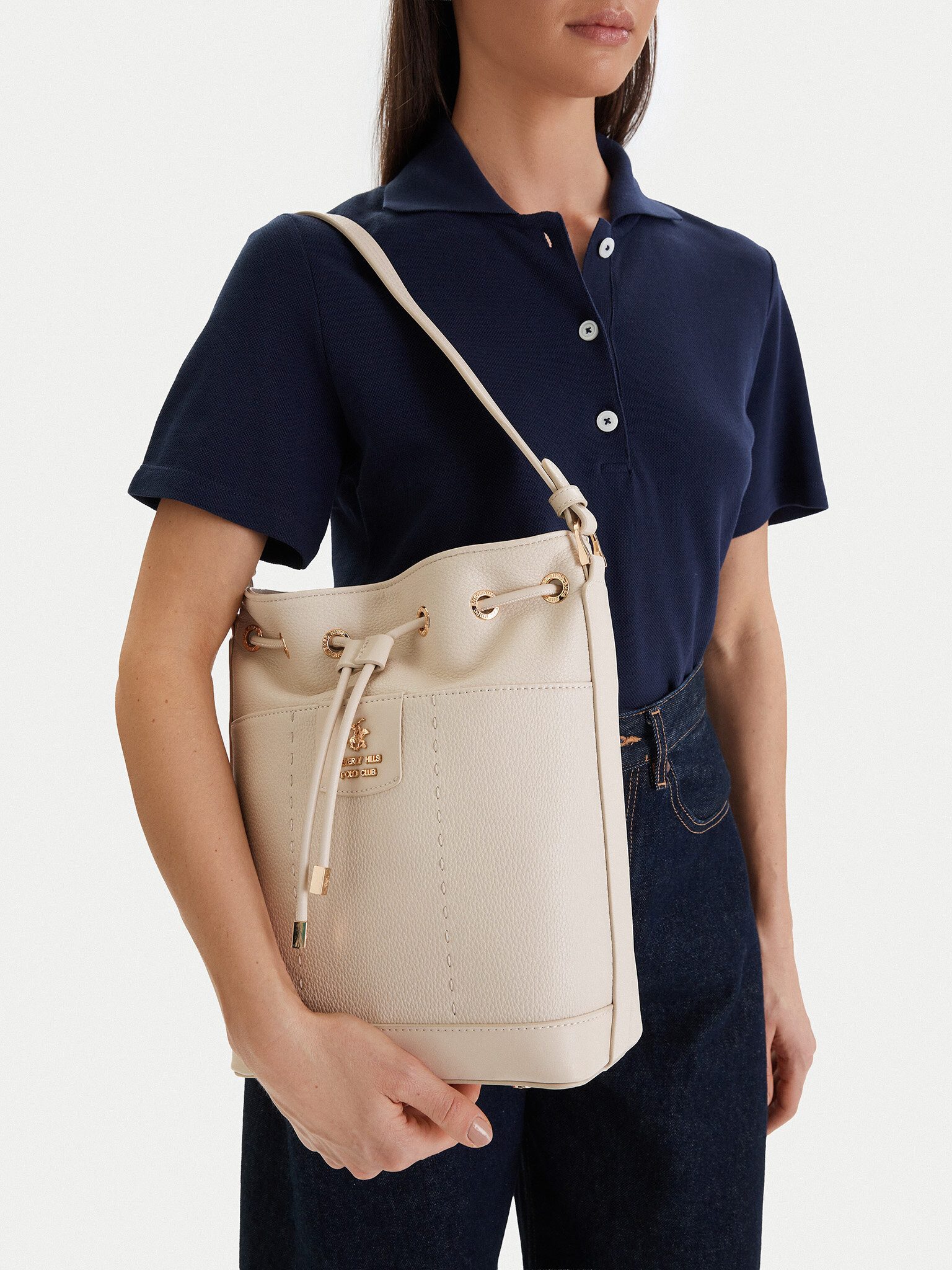 BEVERLY HILLS POLO CLUB Handtasche Beverly Hills Polo Club Damen Écru Handtasche BEVERLY HILLS POLO CLUB-