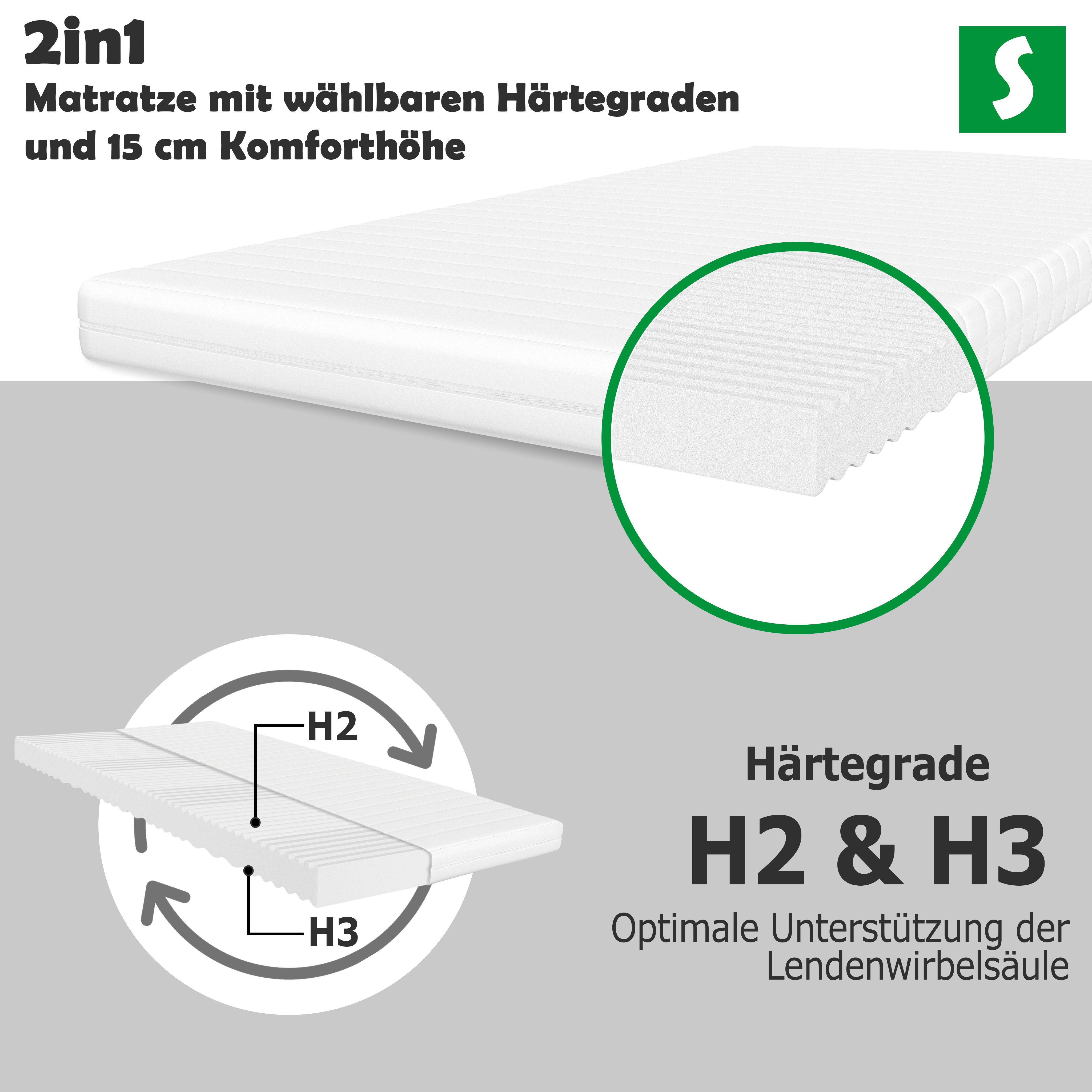 Kaltschaummatratze 7 Zonen Matratze 90x200 cm, 140x200 cm, Wendematratze, S günstig online kaufen