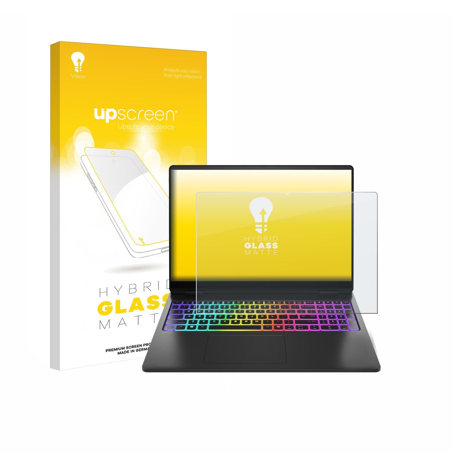 upscreen Displayschutzglas Folie für HP Omen Max 16, Schutzfolie Glas Panzer Display Schutz matt