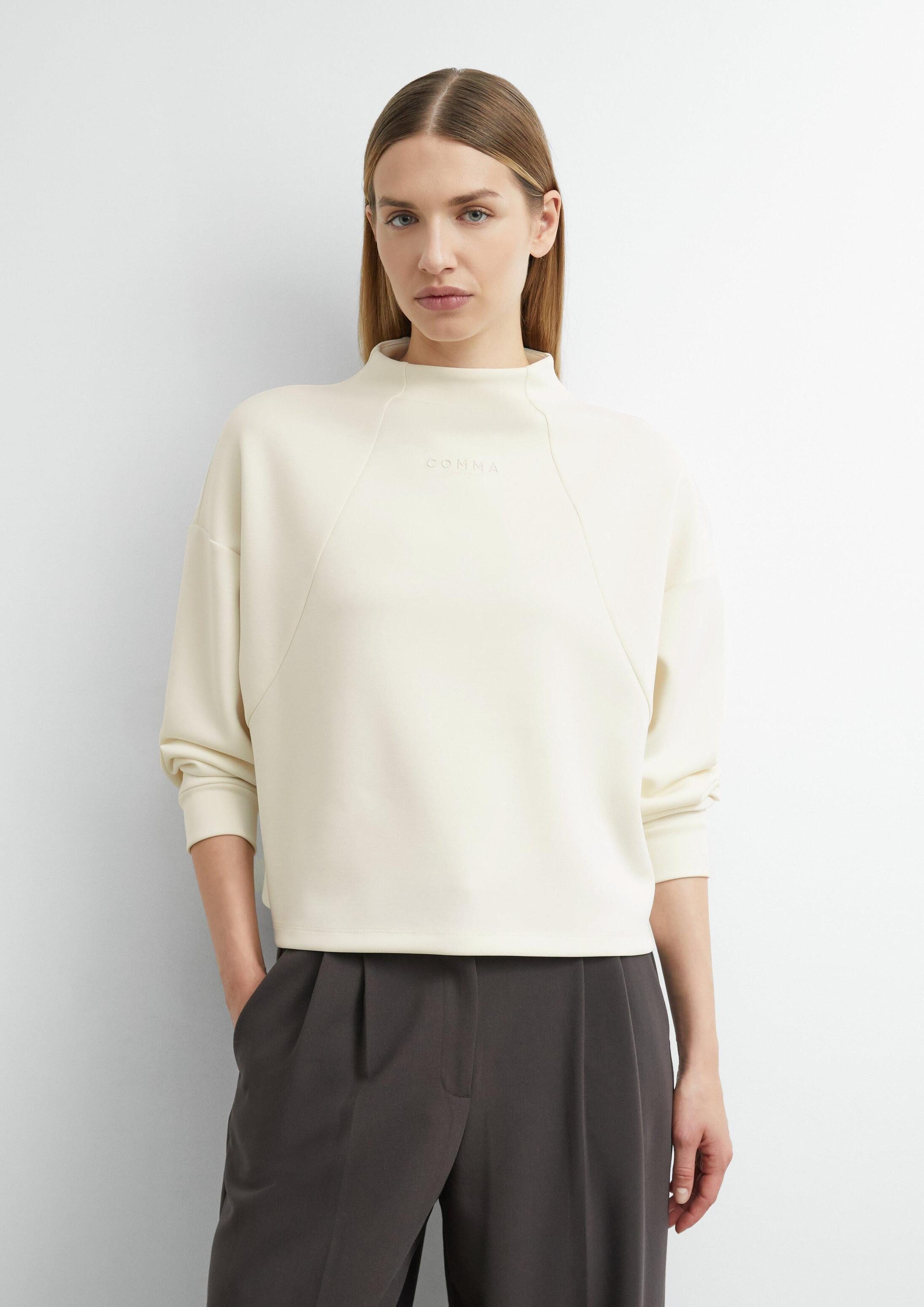 comma Sweatshirt Sweatshirt Scuba-Sweatshirt mit Logo-Detail