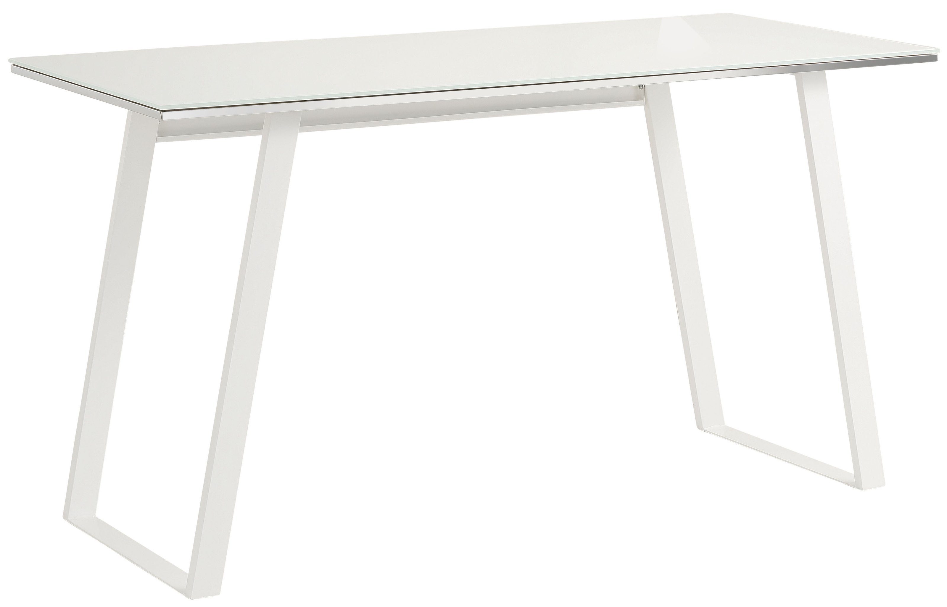 möbelando Schreibtisch Wimpassing (B/H/T: 140x76x51 cm), aus Metall/ Glas / ESG-Glas in Metall weiß - Weißglas