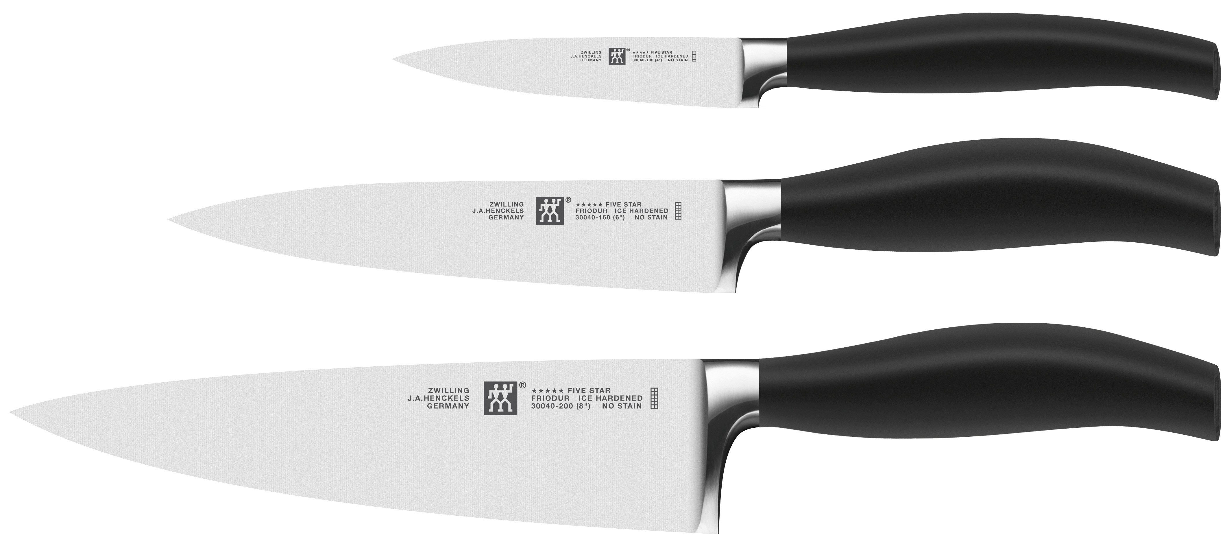 Zwilling Ножи-Set ***** FIVE STAR (Set, 3-tlg., 1 Ножи для очистки овощей (10 cm), 1 Мясные ножи (16 cm), 1 Поварские ножи (20 cm), Made in Germany, Sonderschmelze, Ergonomisch, 3-tlg.