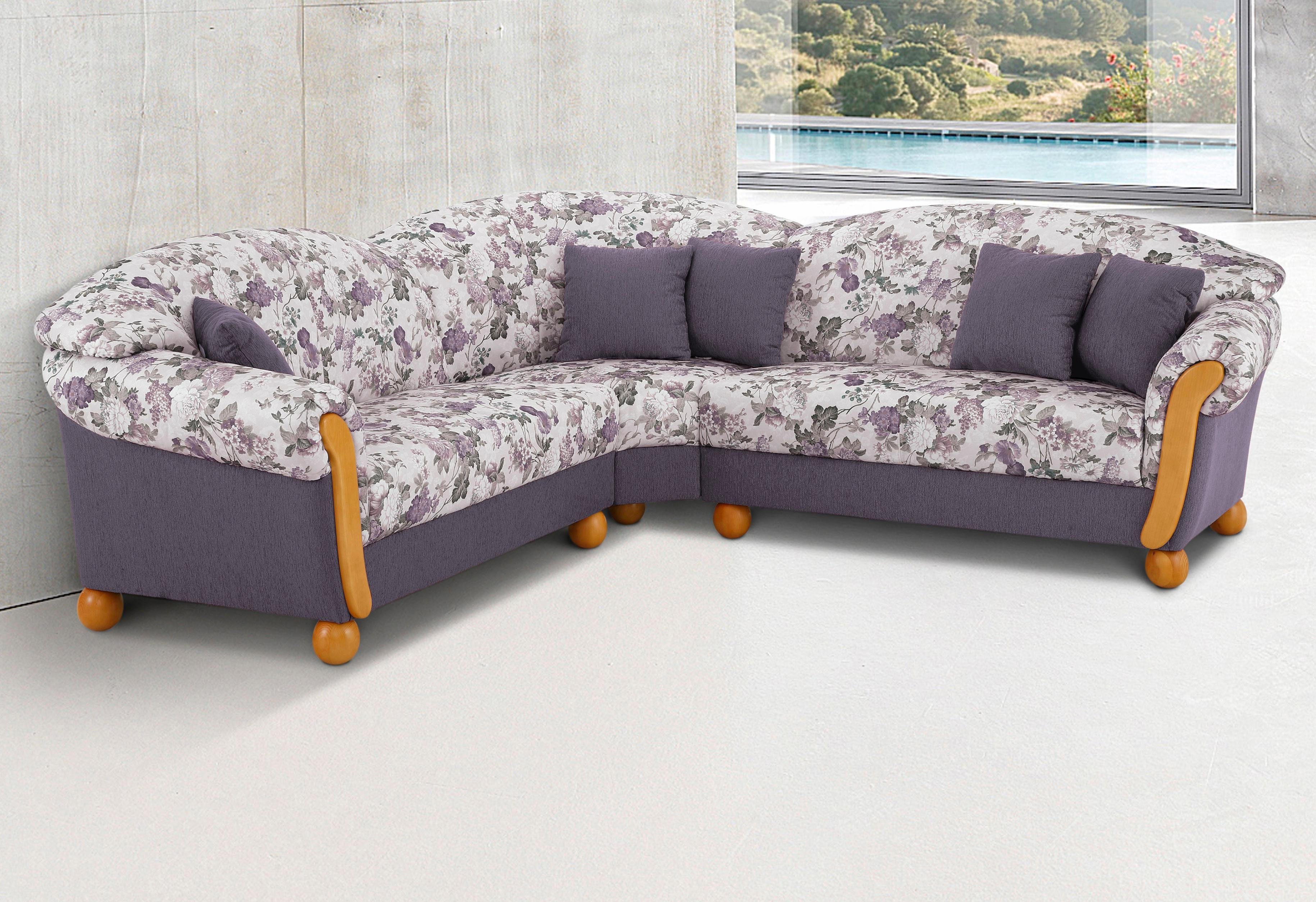Home affaire Ecksofa Milano, bequem mit Federkern, B/T/H 233/233/83cm, Landhausstil, L-Form, gleichschenklig
