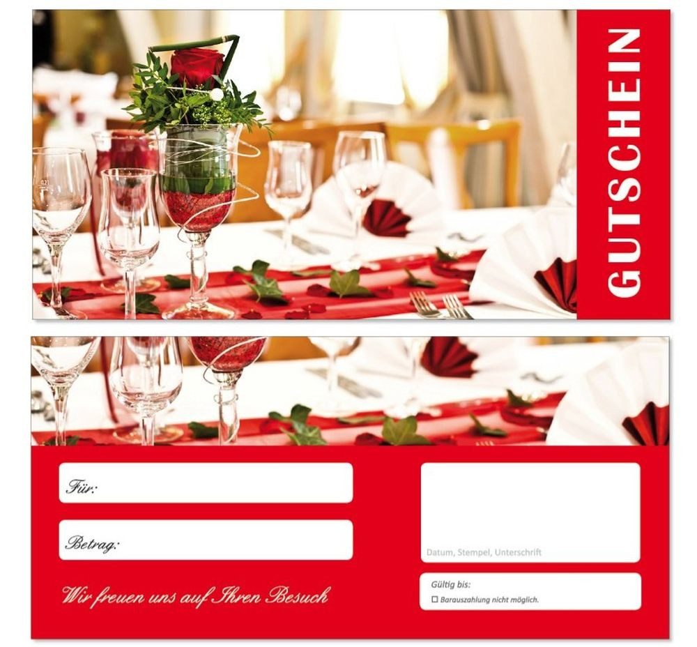 Geschenkkarte Geschenkgutscheine Restaurant Essen Gutschein Gastronomie DIN lang