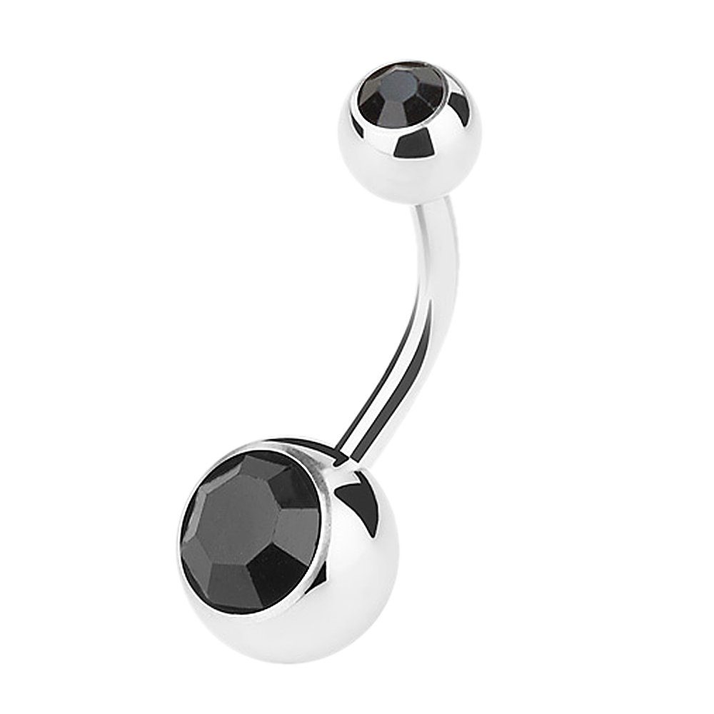 Taffstyle Bauchnabelpiercing Banane Piercing Bauchpiercing Stecker Gebogen Doppel Kristall, Piercing Banane Chirurgenstahl Stecker Gebogen Doppel Kristall Kugel