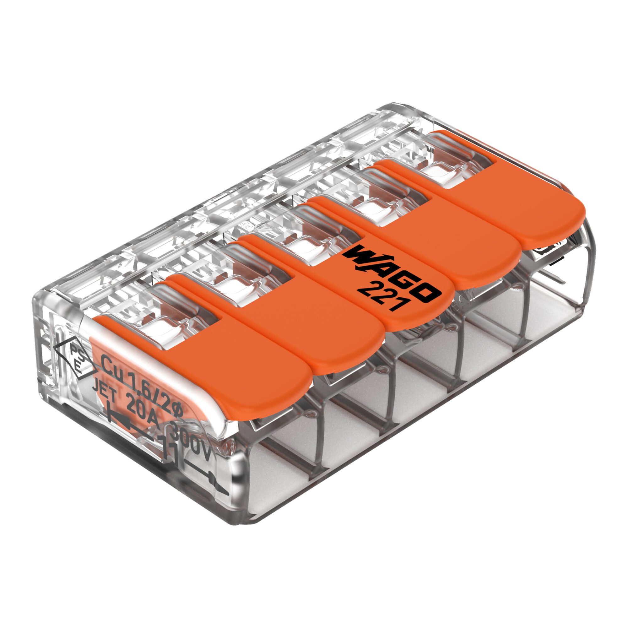 WAGO Koax-Kabelverbinder WAGO GmbH& Co. KG Compact-Verbindungsklemme 5-Leiter bis 4qmm 221-415