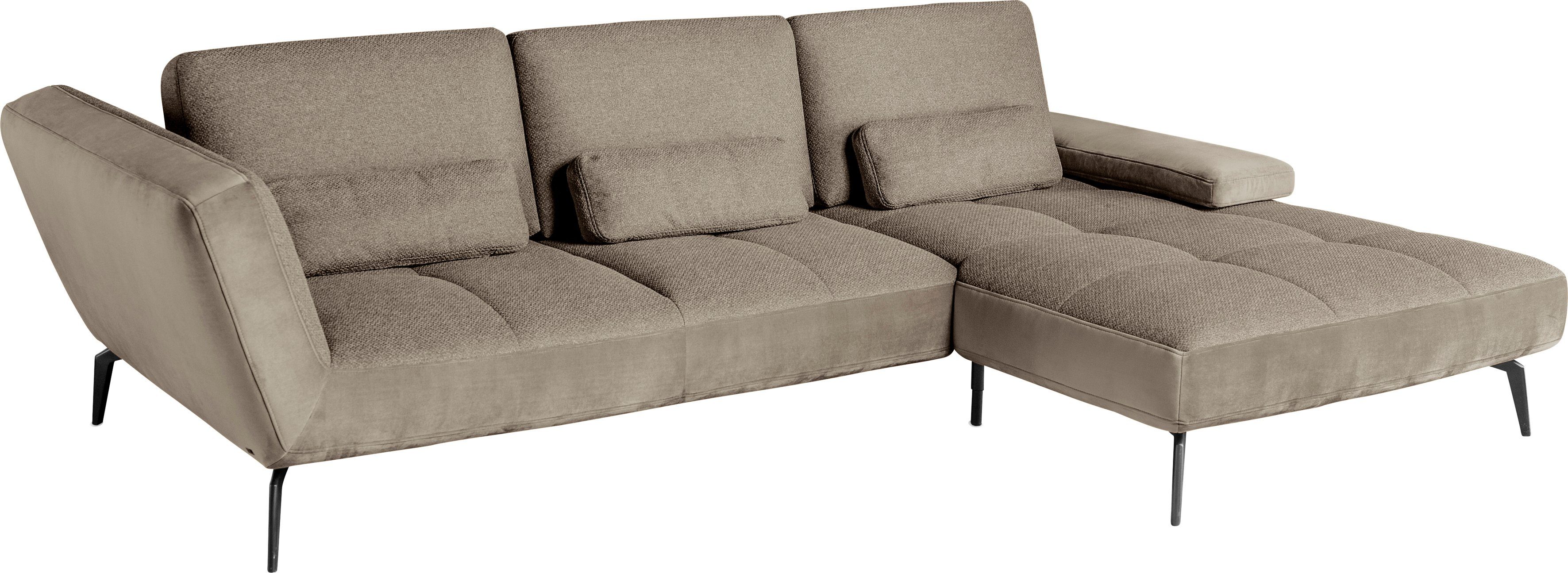 SO inklusive hellbraun115/nuss26 set Ecksofa by Sitztiefenverstellung und one Musterring Nierenkissen 4300,