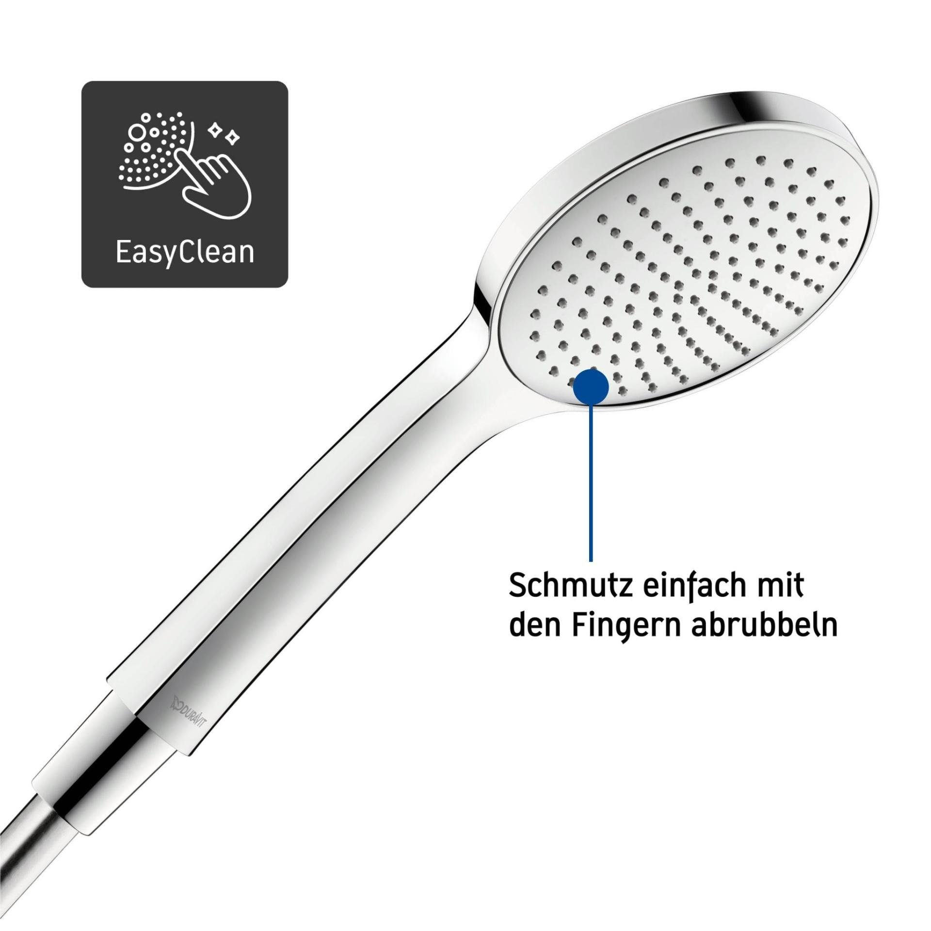 Duravit Badarmatur Handbrause 1jet 110 Duschbrause Duschkopf Regendusche Silikonnoppen zur einfachen Reinigung