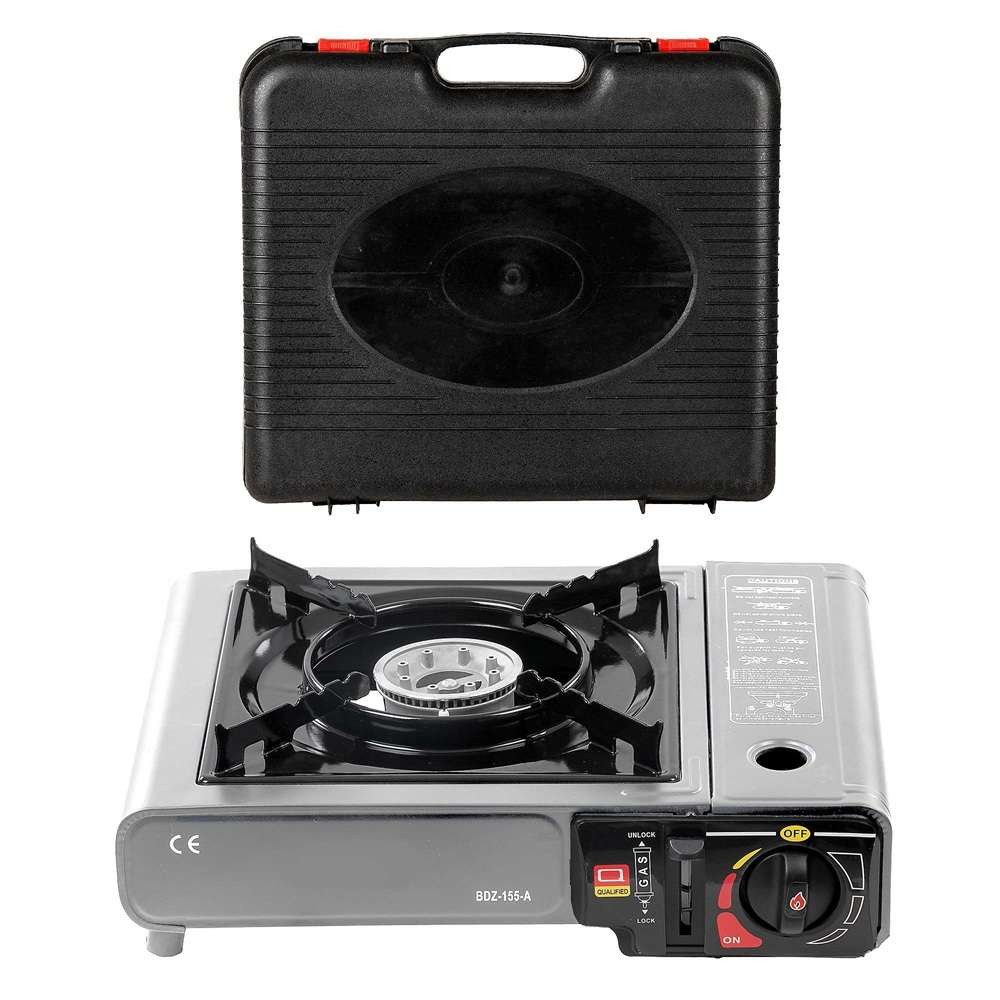 Mianova Gaskocher Gaskocher Campingkocher Koffer Butangas Tisch Herd Notfallkocher Grau, (Stabiler Kartuschenkocher mit Piezozündung für Outdoor und Stromausfall), Butangas Campingkocher Campinggaskocher 2,2 kW mit Piezozündung