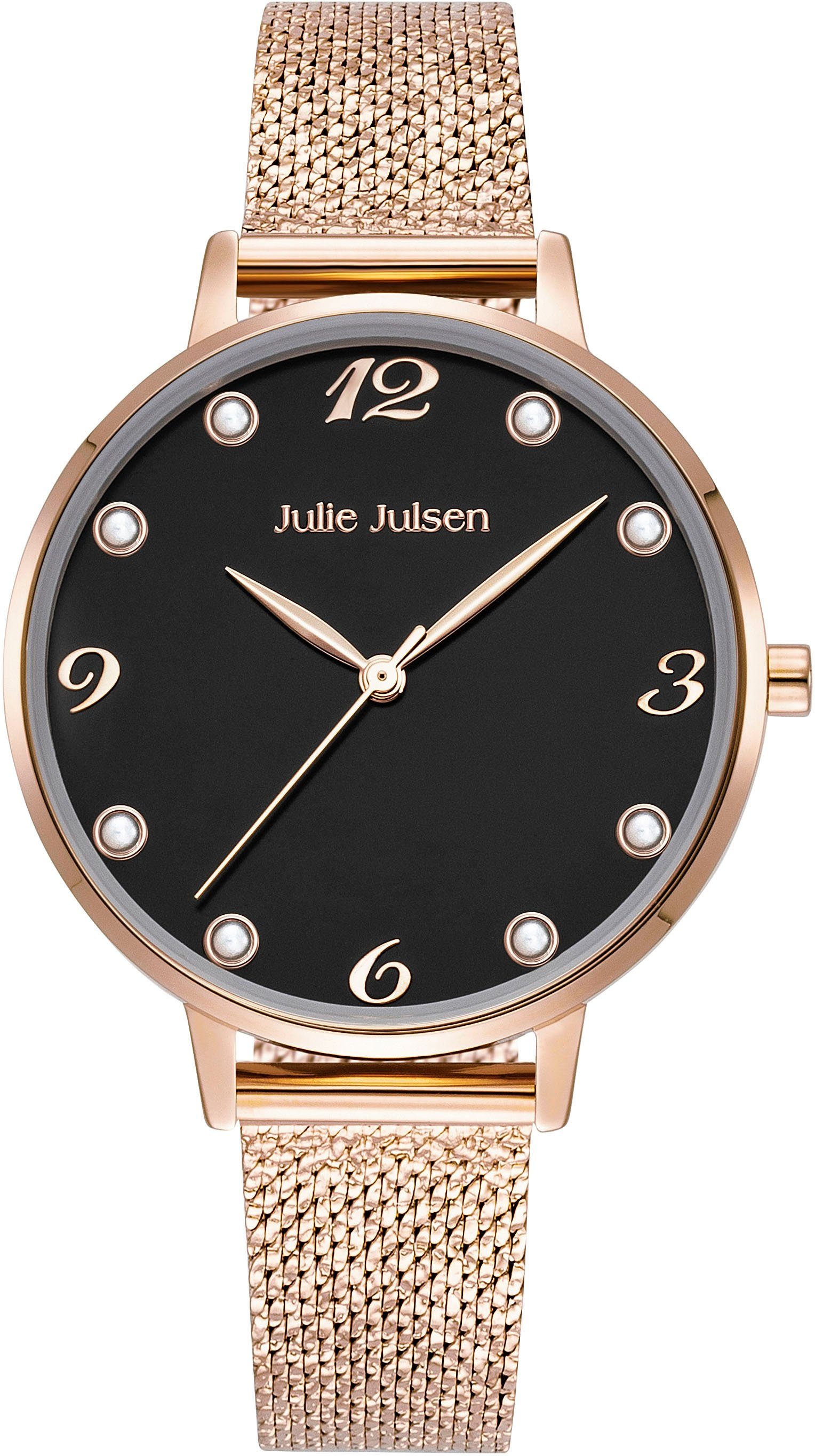 Julie Julsen Quarzuhr Julie Julsen Pearl Black Rosé, JJW1008RGM-S, Perlen