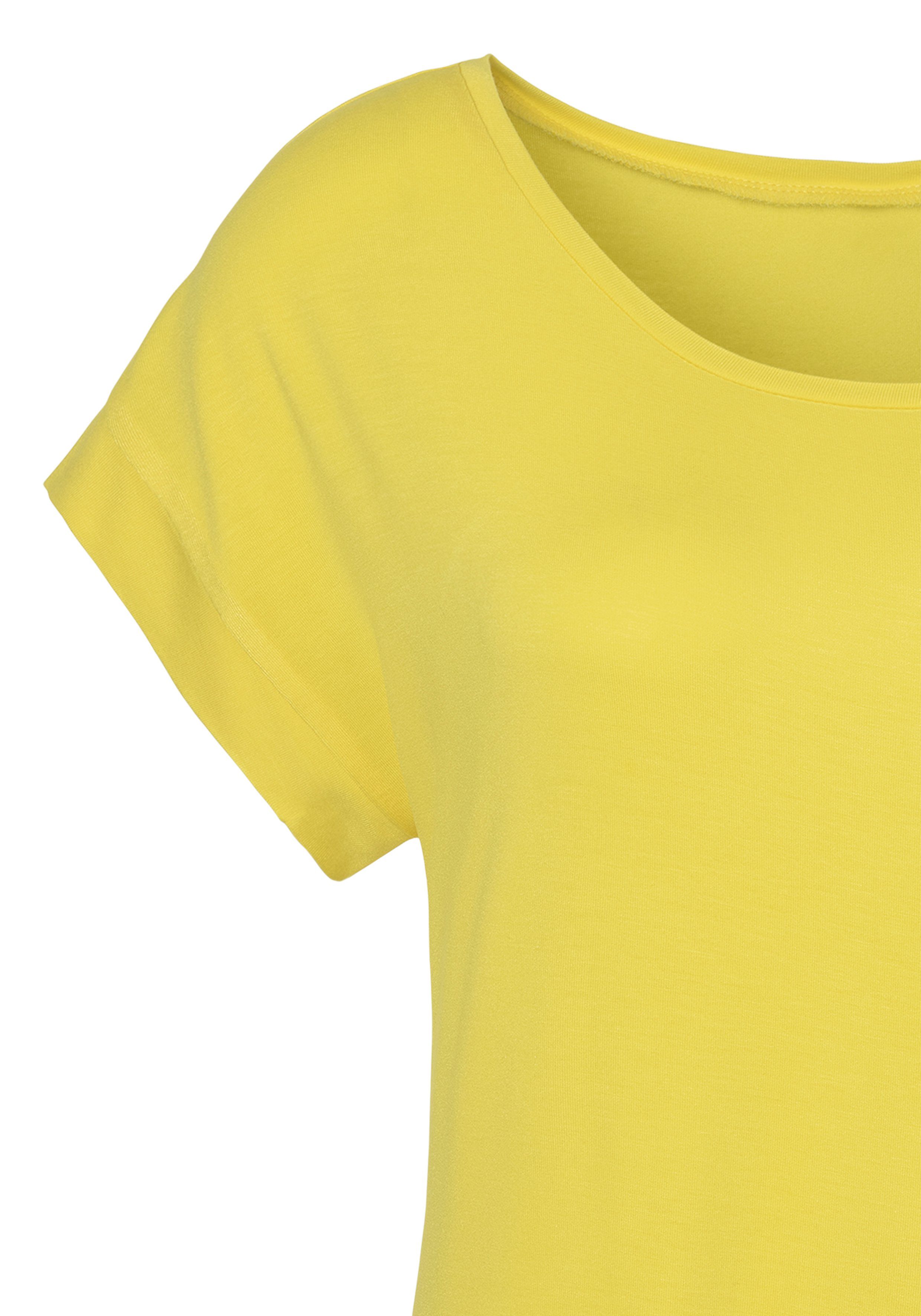 Vivance Kurzarmshirt mit Gummizug im Bund aus weichem Viskose-Stretch